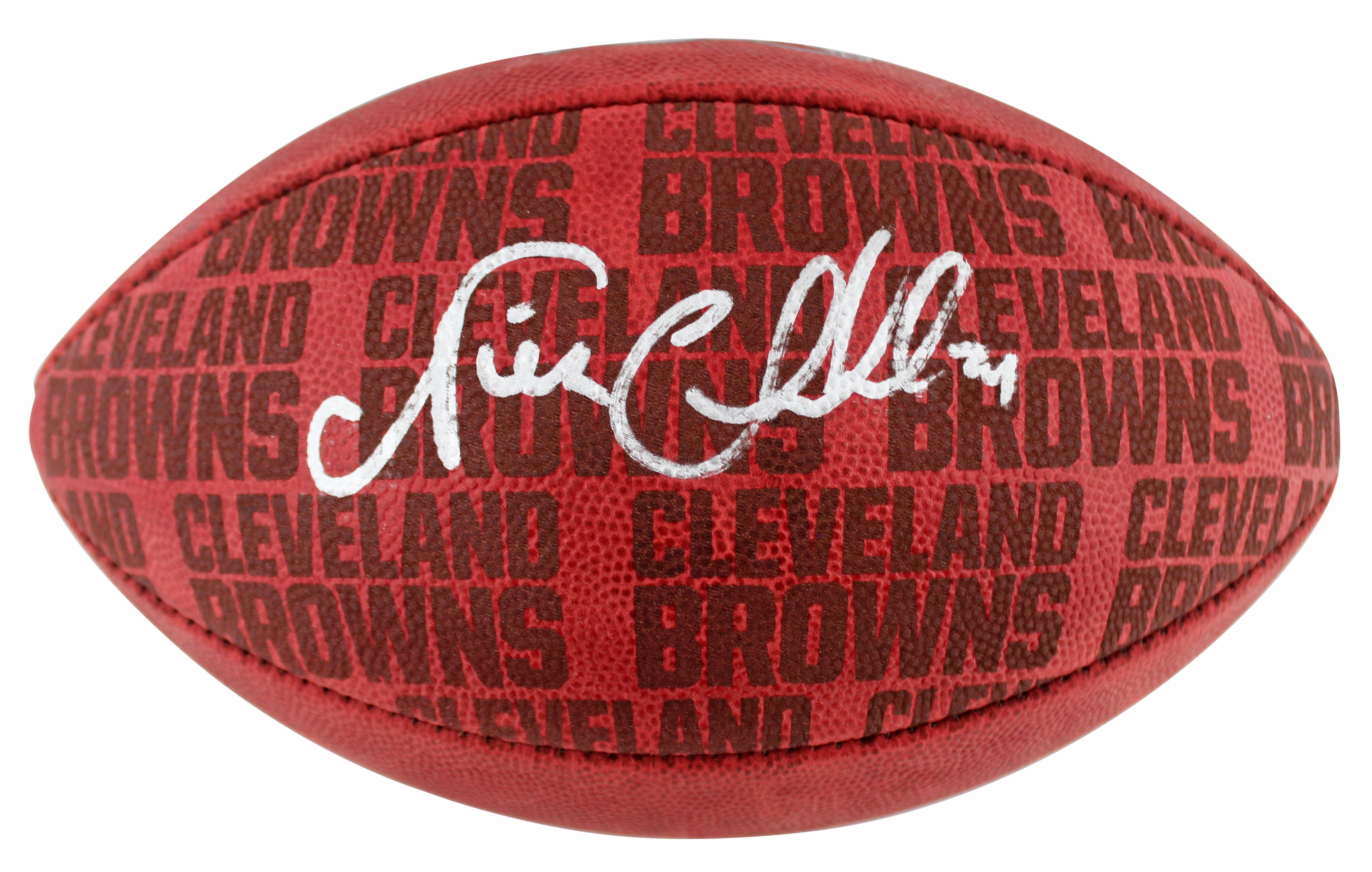 Browns Nick Chubb Signed Wilson "The Duke" Team Showcase Football W/ Case BAS W