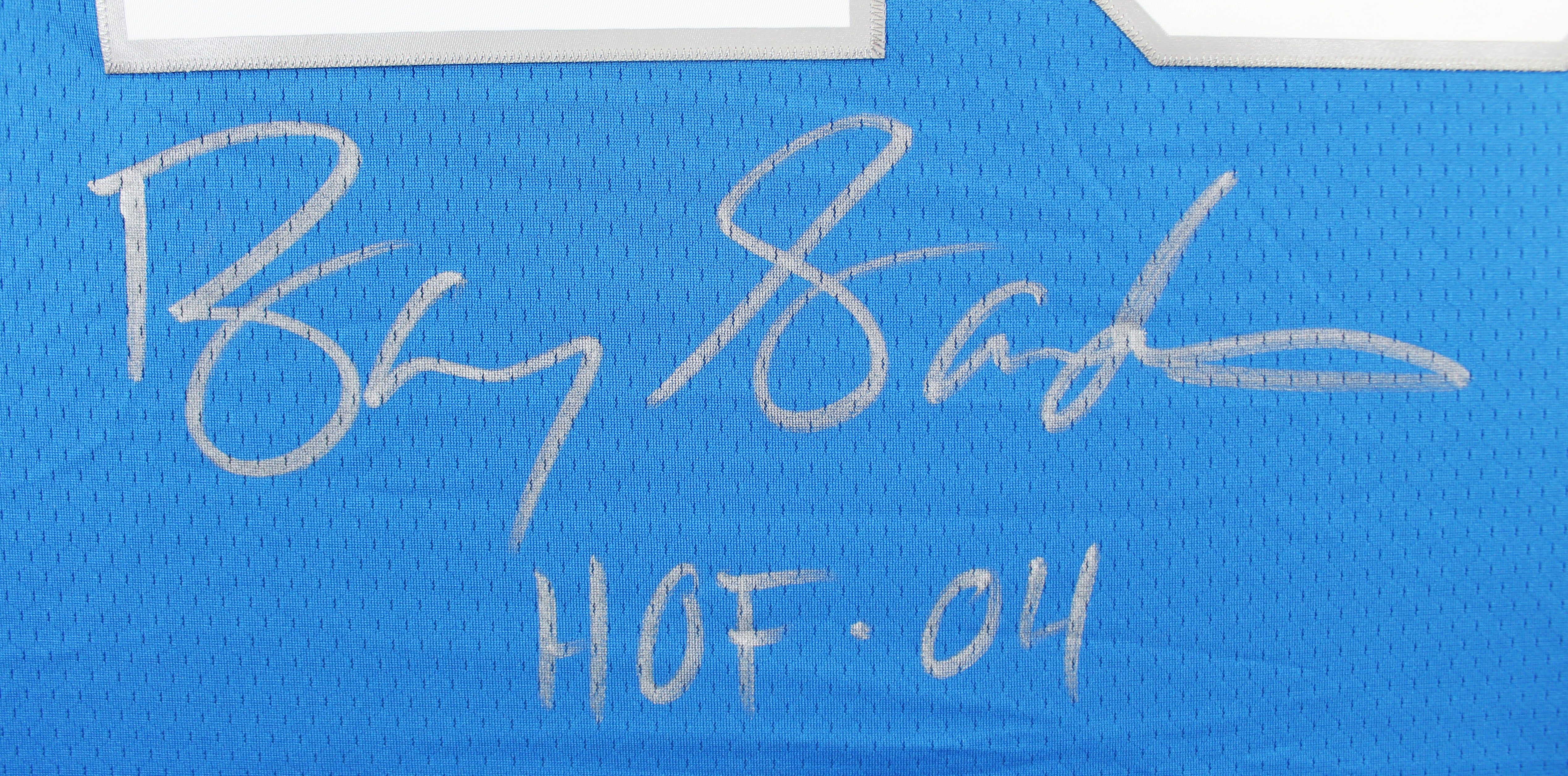 Lions Barry Sanders "HOF 04" Signed Blue Mitchell & Ness TB Jersey BAS Witnessed