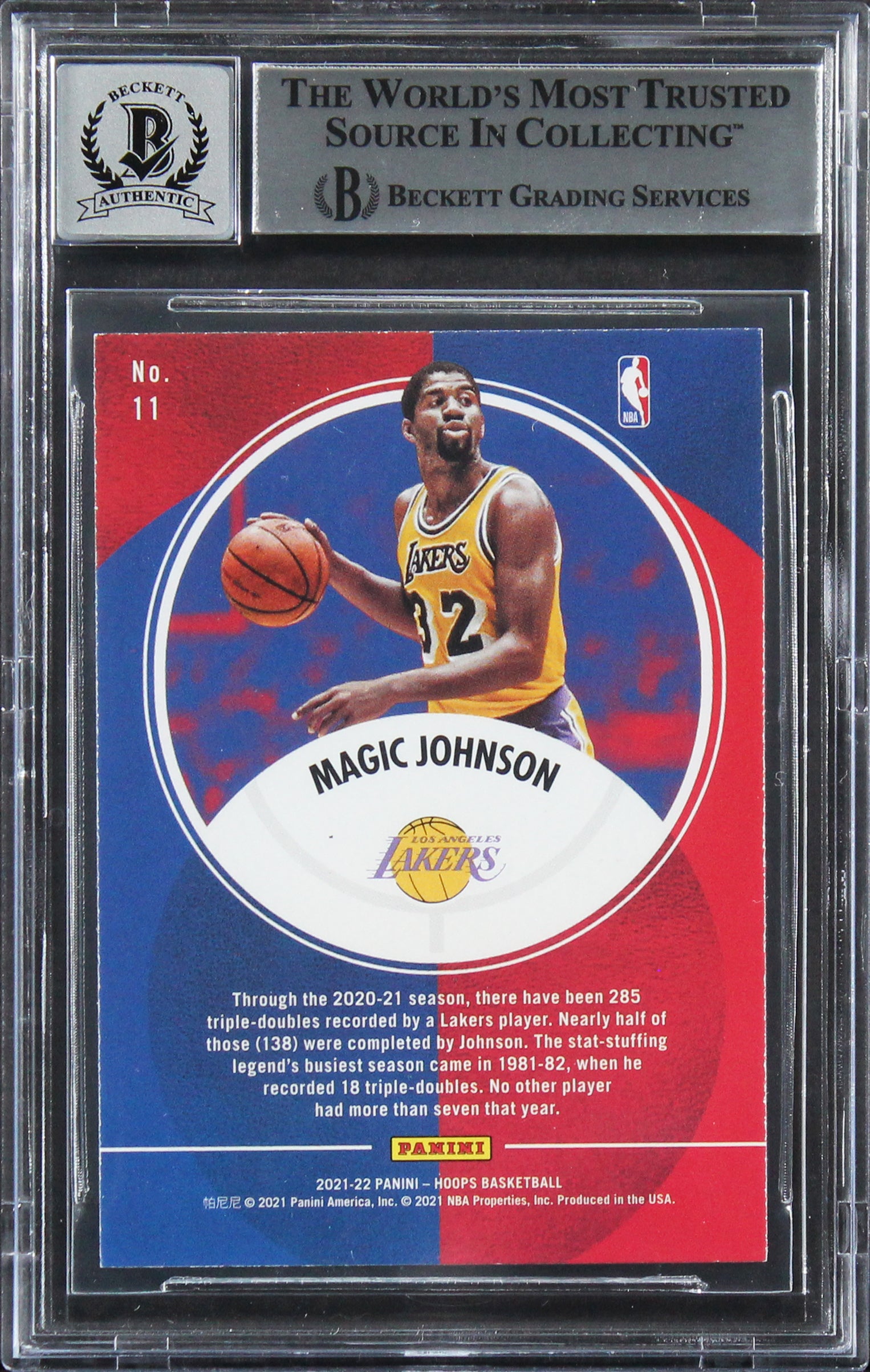 Magic Johnson Signed 2021 Hoops Legends Of The Ball #11 Card Auto 10! BAS Slab