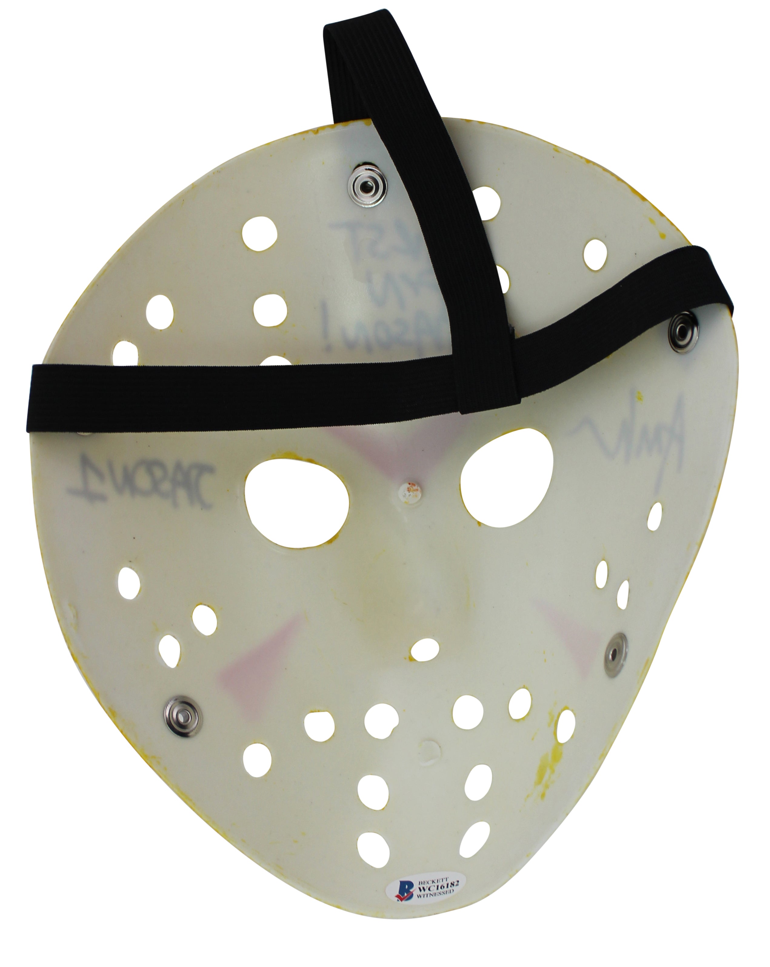 Ari Lehman Friday The 13th "First F'n Jason" Signed Yellow Jason Mask BAS Wit