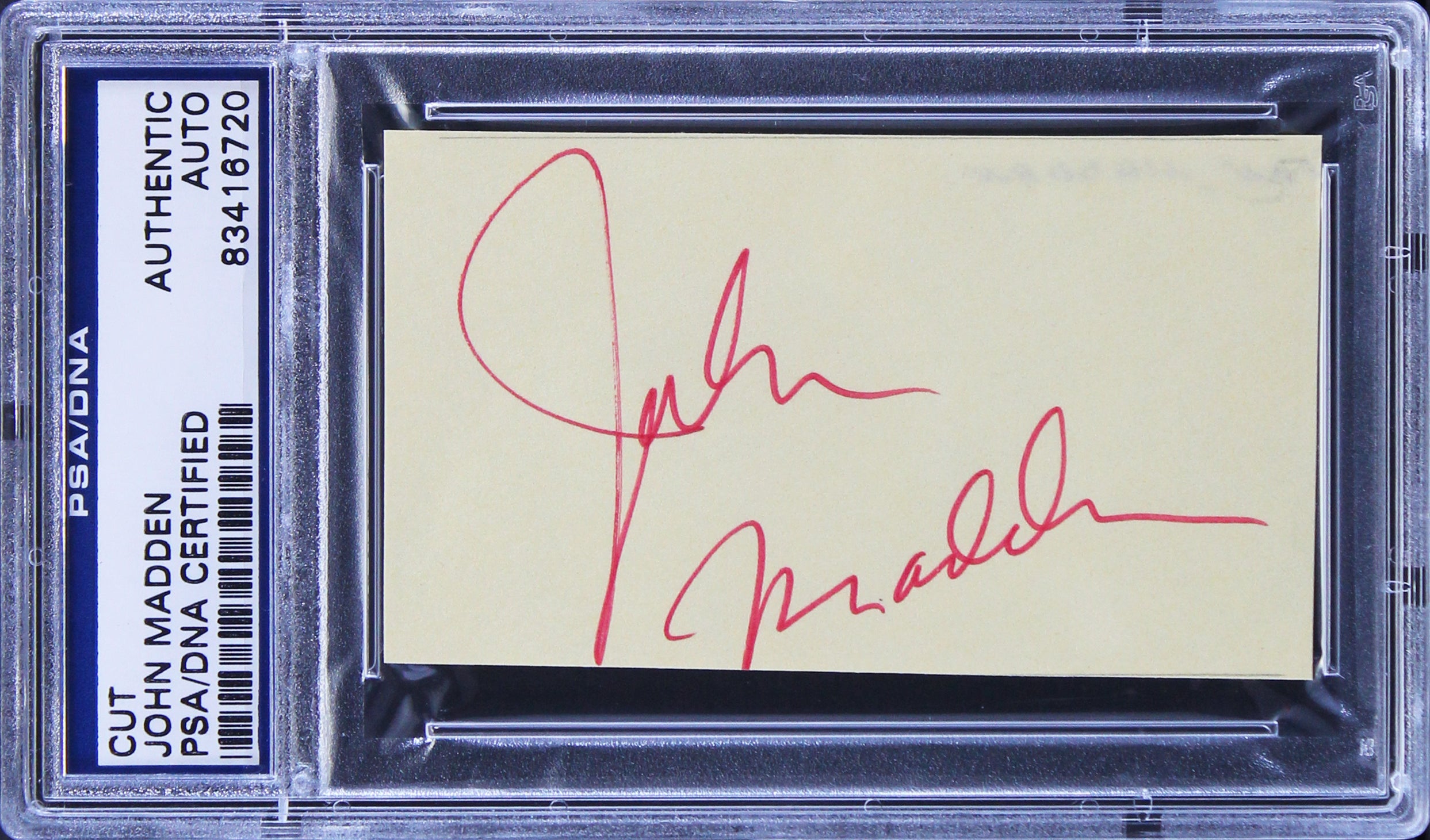 Raiders John Madden Authentic Signed 2x3.5 Cut Signature PSA/DNA Slabbed