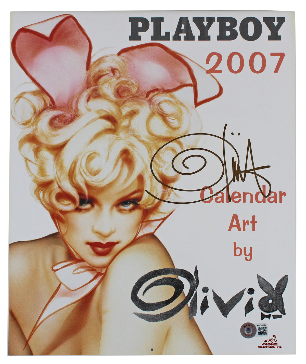 Olivia De Berardinis Authentic Signed 2007 Playboy Art Calendar BAS #BA74074
