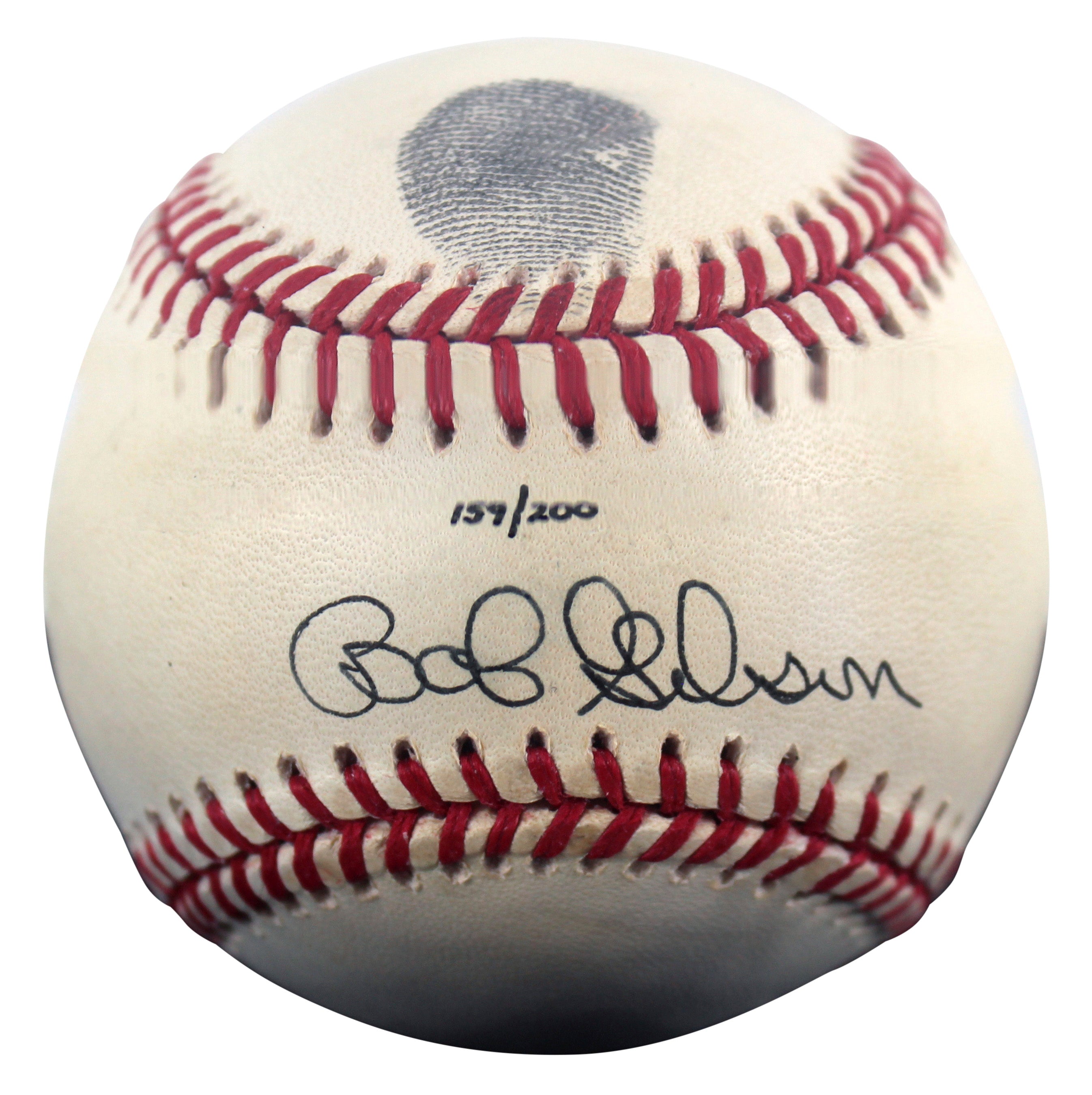 ** HOLIDAY DOORBUSTER ** Cardinals Bob Gibson Signed Thumbprint Baseball LE #'d/200 w/ Display Case BAS