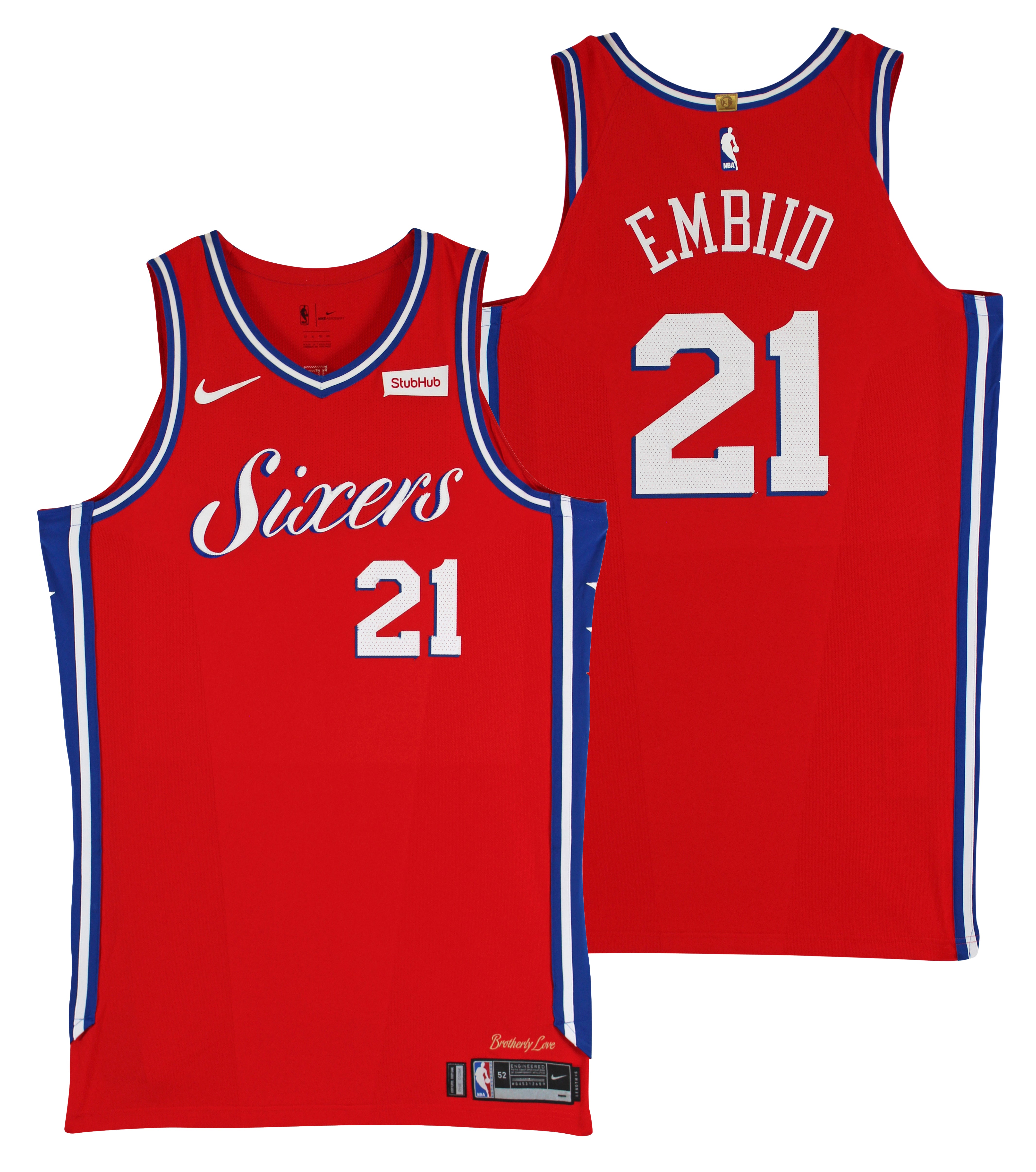 76ers Joel Embiid March 8, 2018 Game Used Red Road Nike Jersey NBA LOA