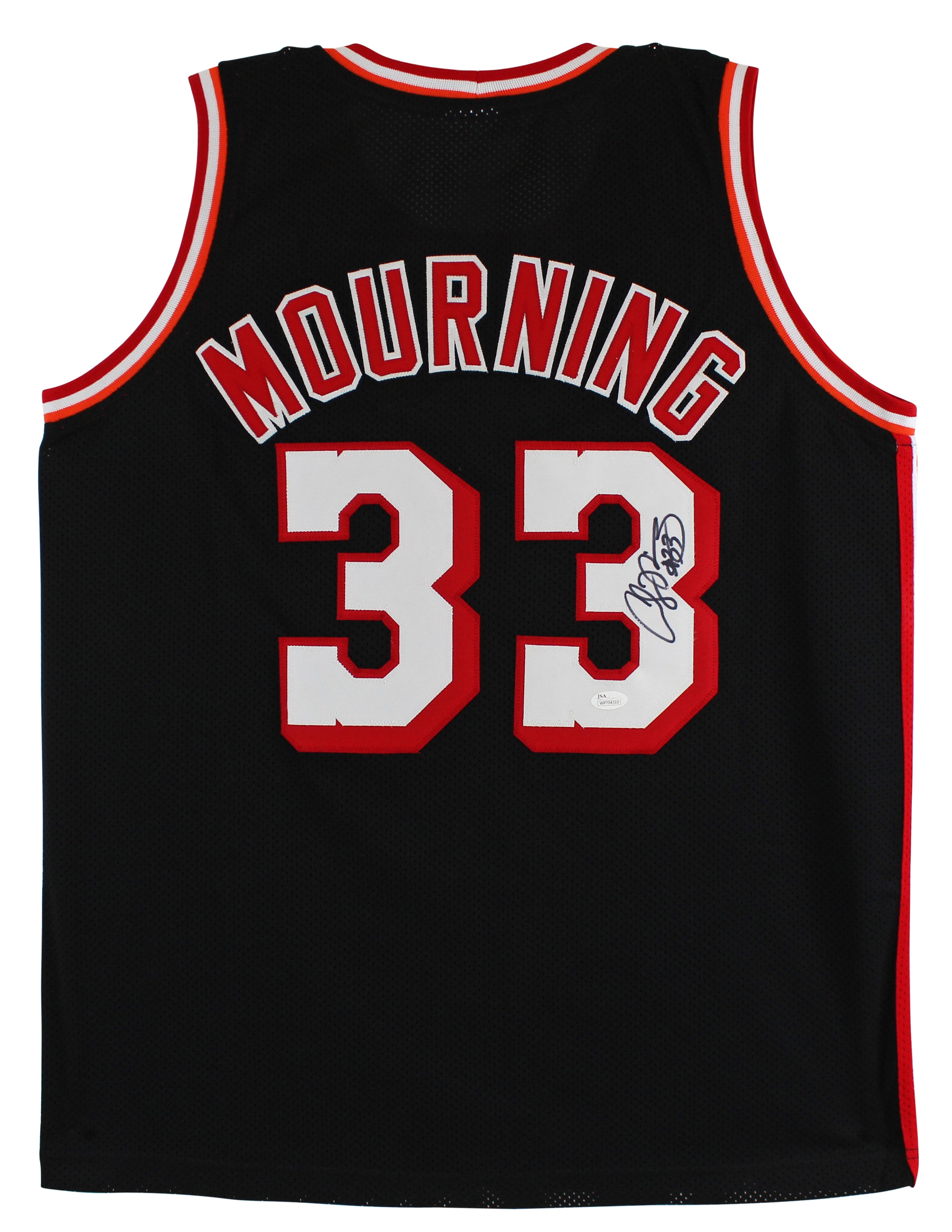 Heat Alonzo Mourning Authentic Signed Black Pro Style Jersey JSA Witness