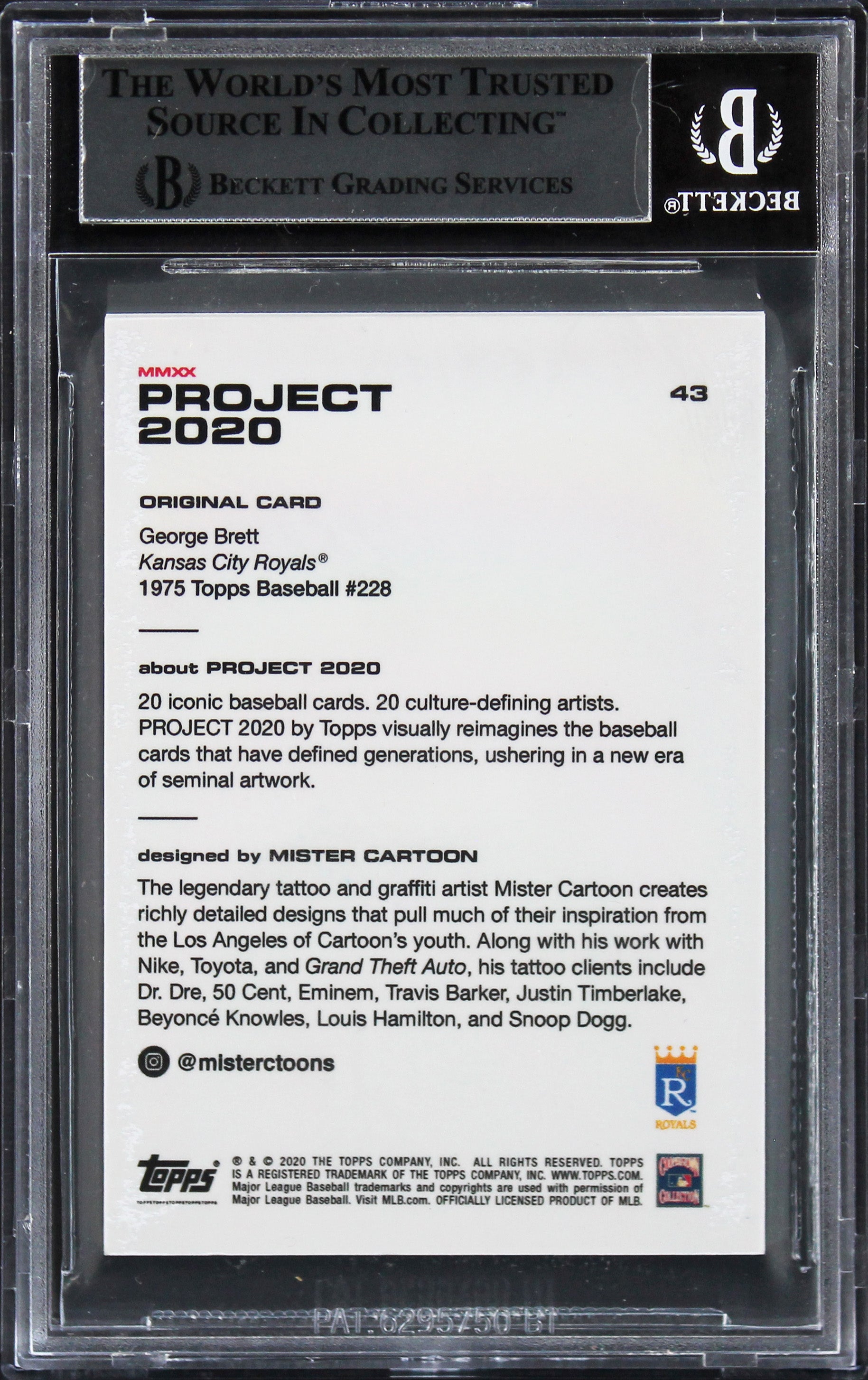 Royals George Brett Authentic Signed 2020 Topps Project 2020 #43 Card BAS Slab
