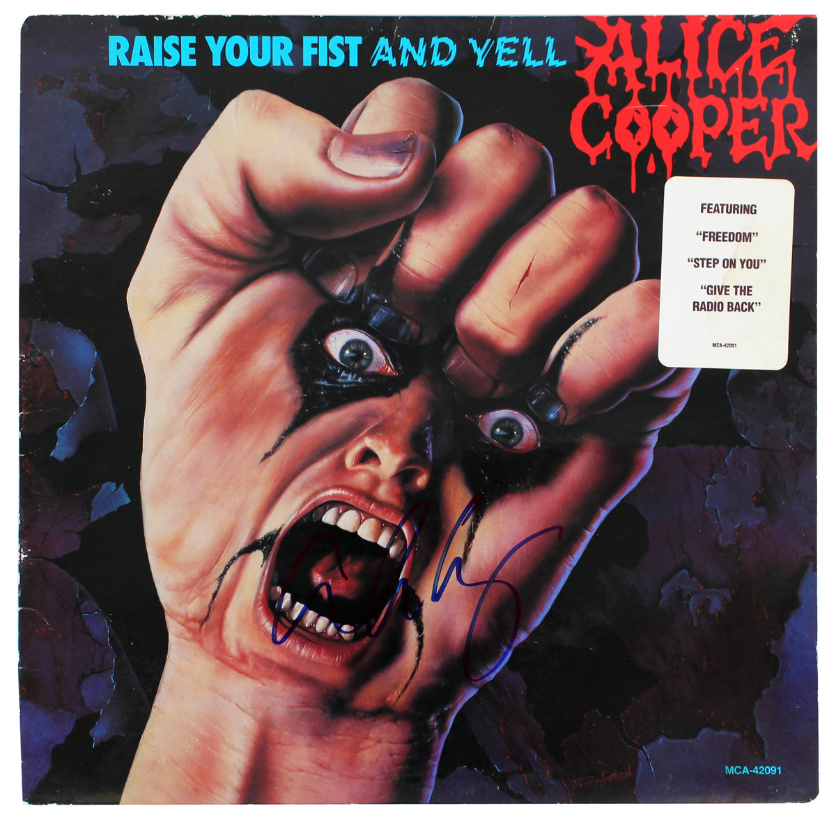 Alice Cooper Authentic Signed Raise Your Fist And Yell Album Cover BAS #BG83077