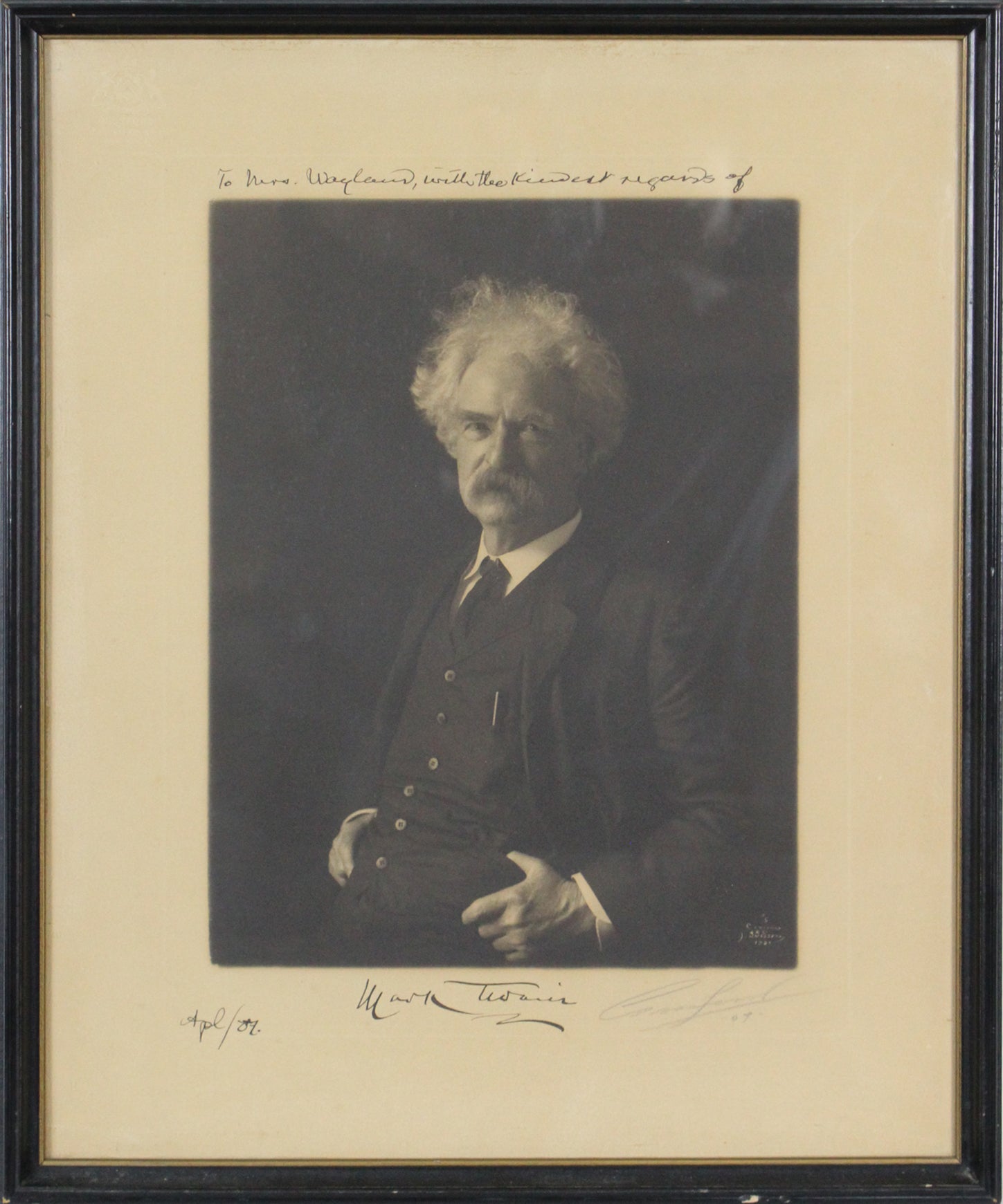 Samuel Clemens (Mark Twain) Signed & Framed 10x13 Photo Auto Graded 10! BAS