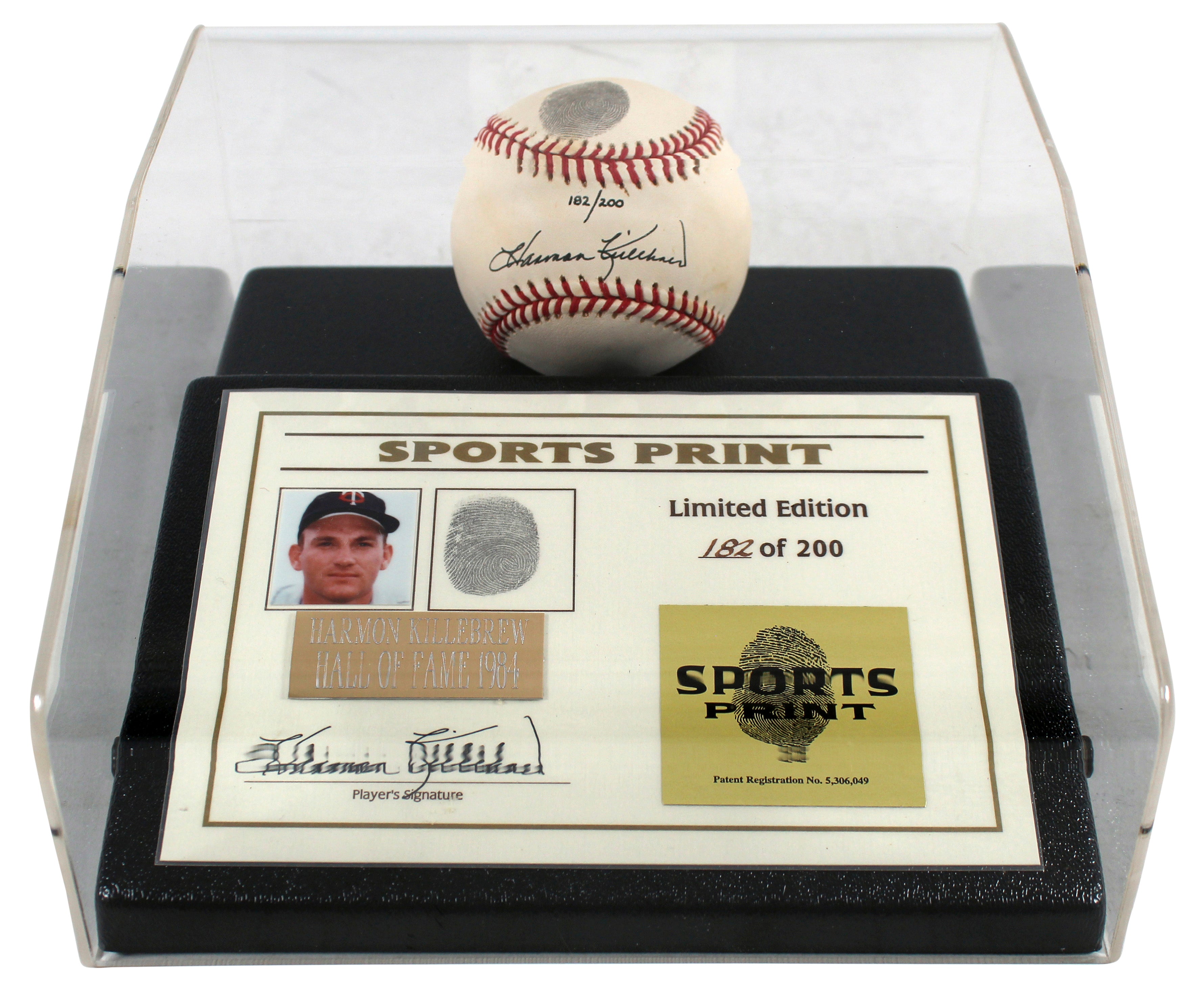 ** HOLIDAY DOORBUSTER ** Twins Harmon Killebrew Signed Thumbprint Baseball LE #'d/200 w/ Display Case BAS