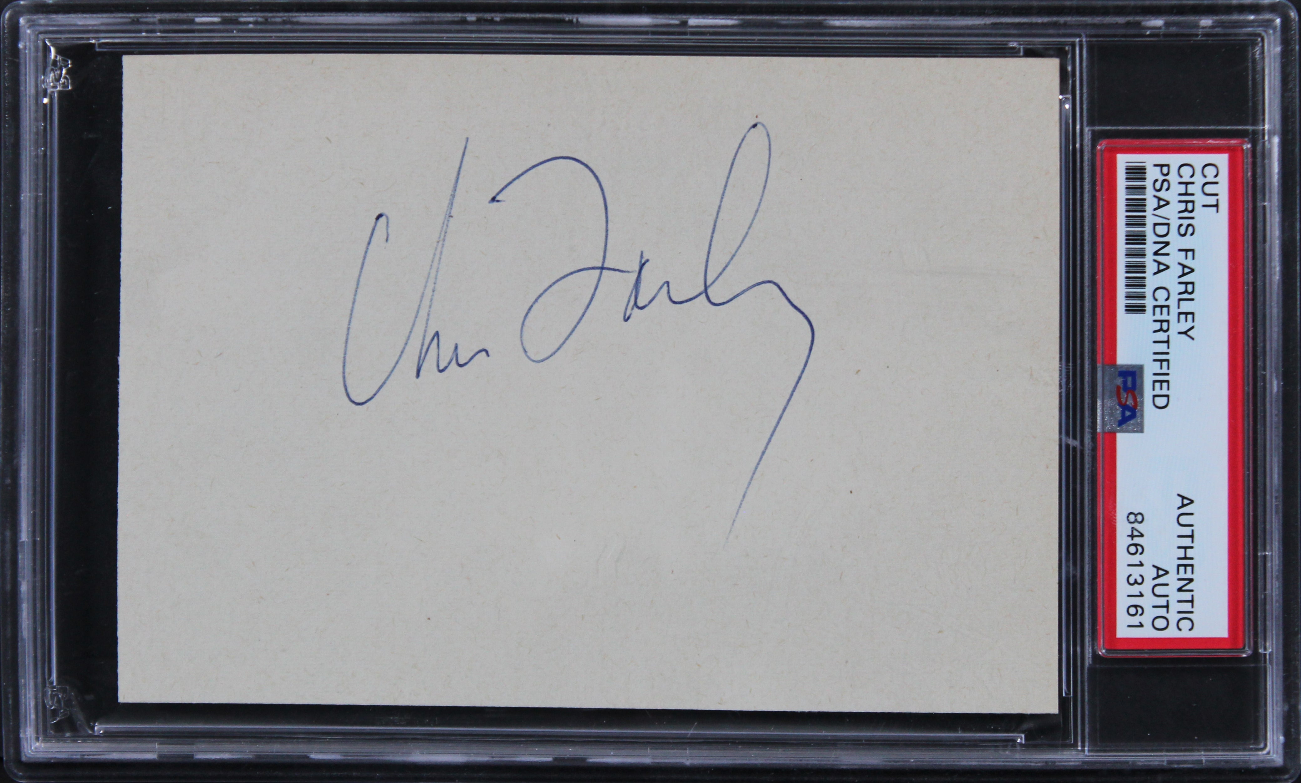 Chris Farley Tommy Boy Authentic Signed 3.5x5.5 Cut Signature PSA/DNA Slabbed