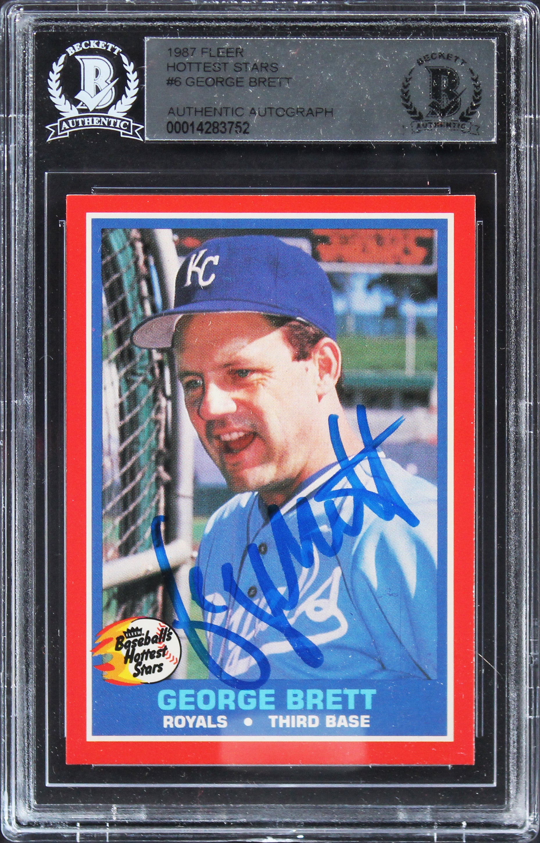 Royals George Brett Authentic Signed 1987 Fleer Hottest Stars #6 Card BAS Slab