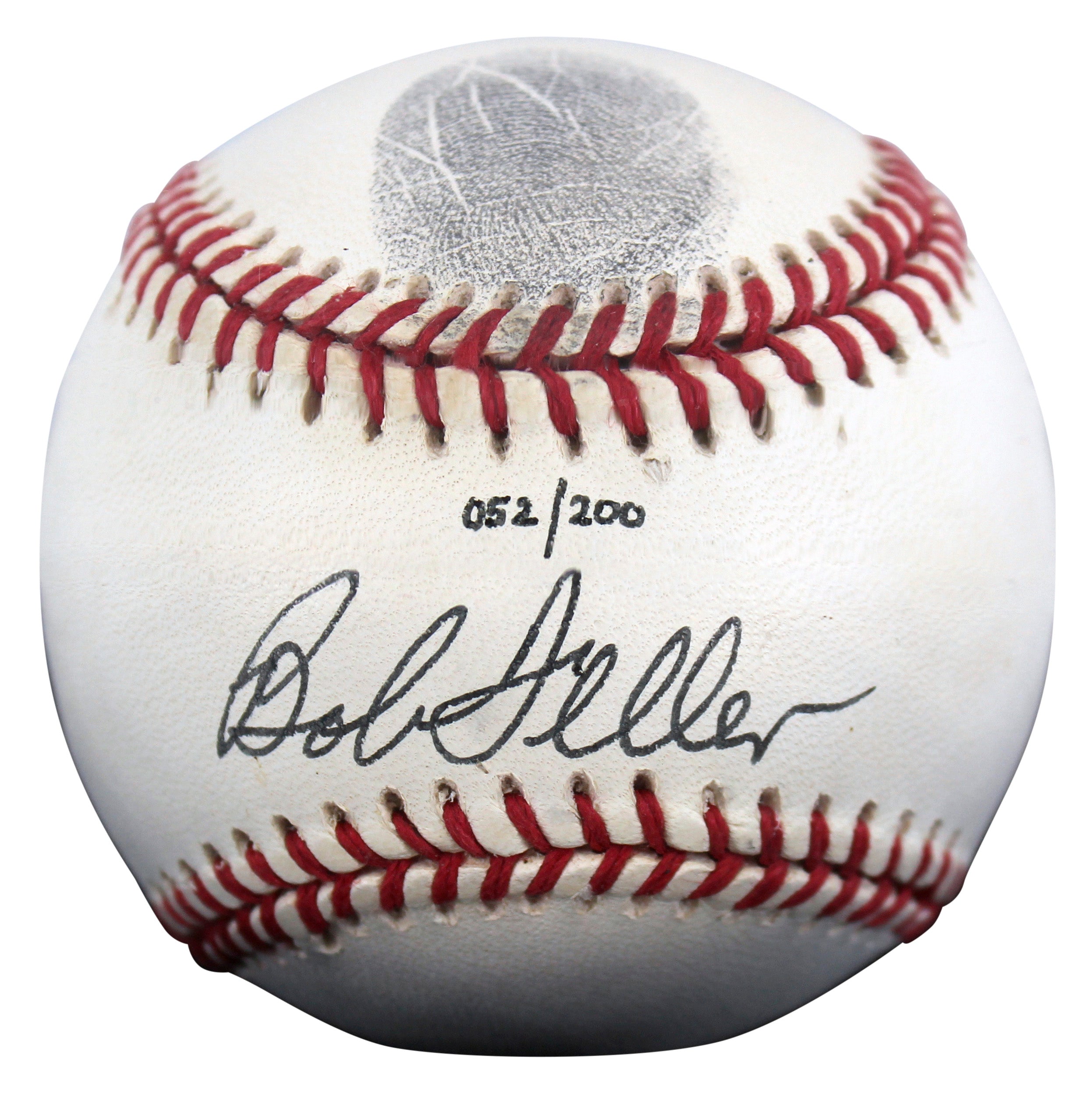 Indians Bob Feller Signed Thumbprint Baseball LE #'d/200 w/ Display Case BAS