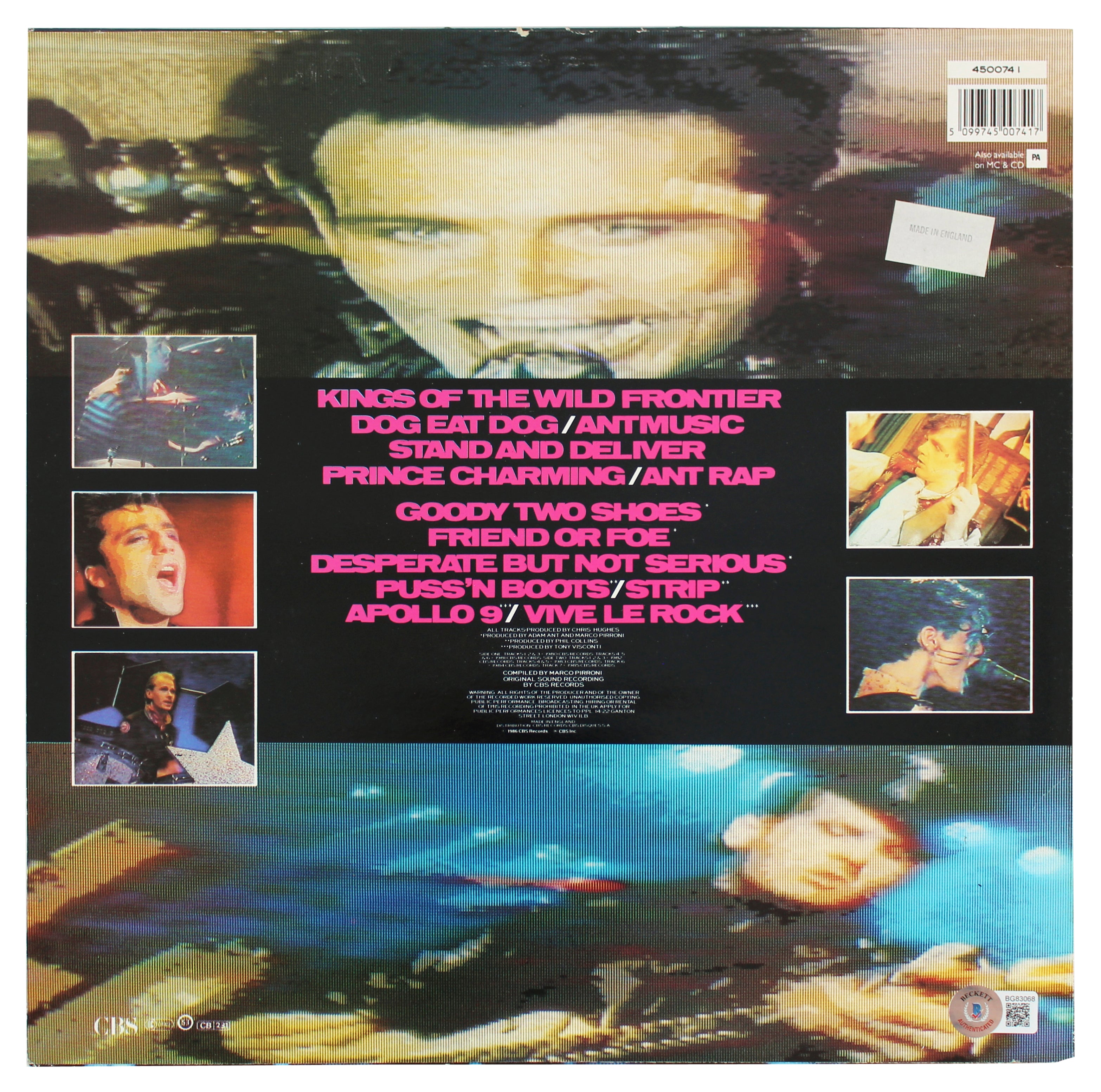 Adam Ant Authentic Signed Hits Album Cover Autographed BAS #BG83068