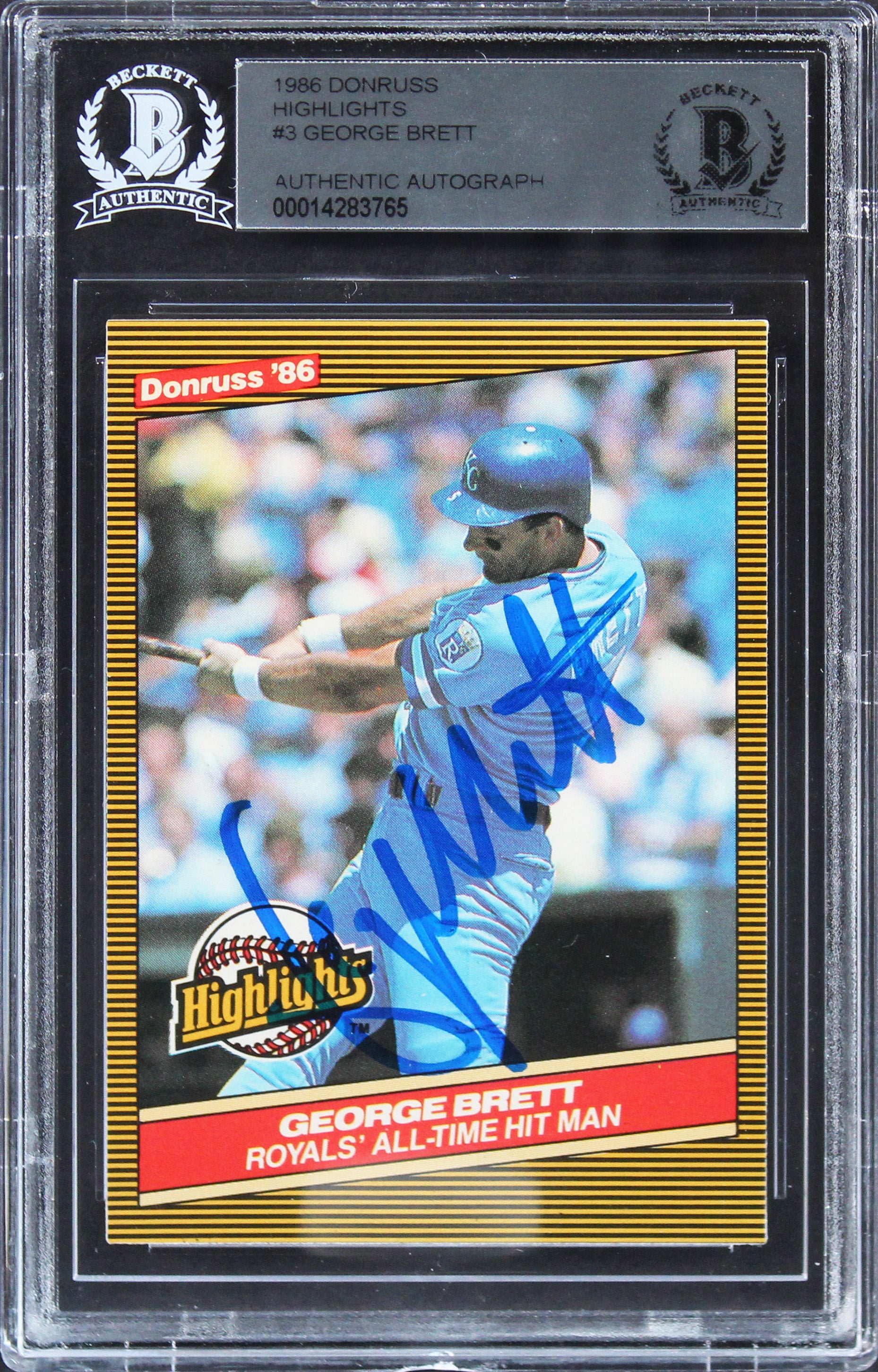 Royals George Brett Authentic Signed 1986 Donruss Highlights #3 Card BAS Slab