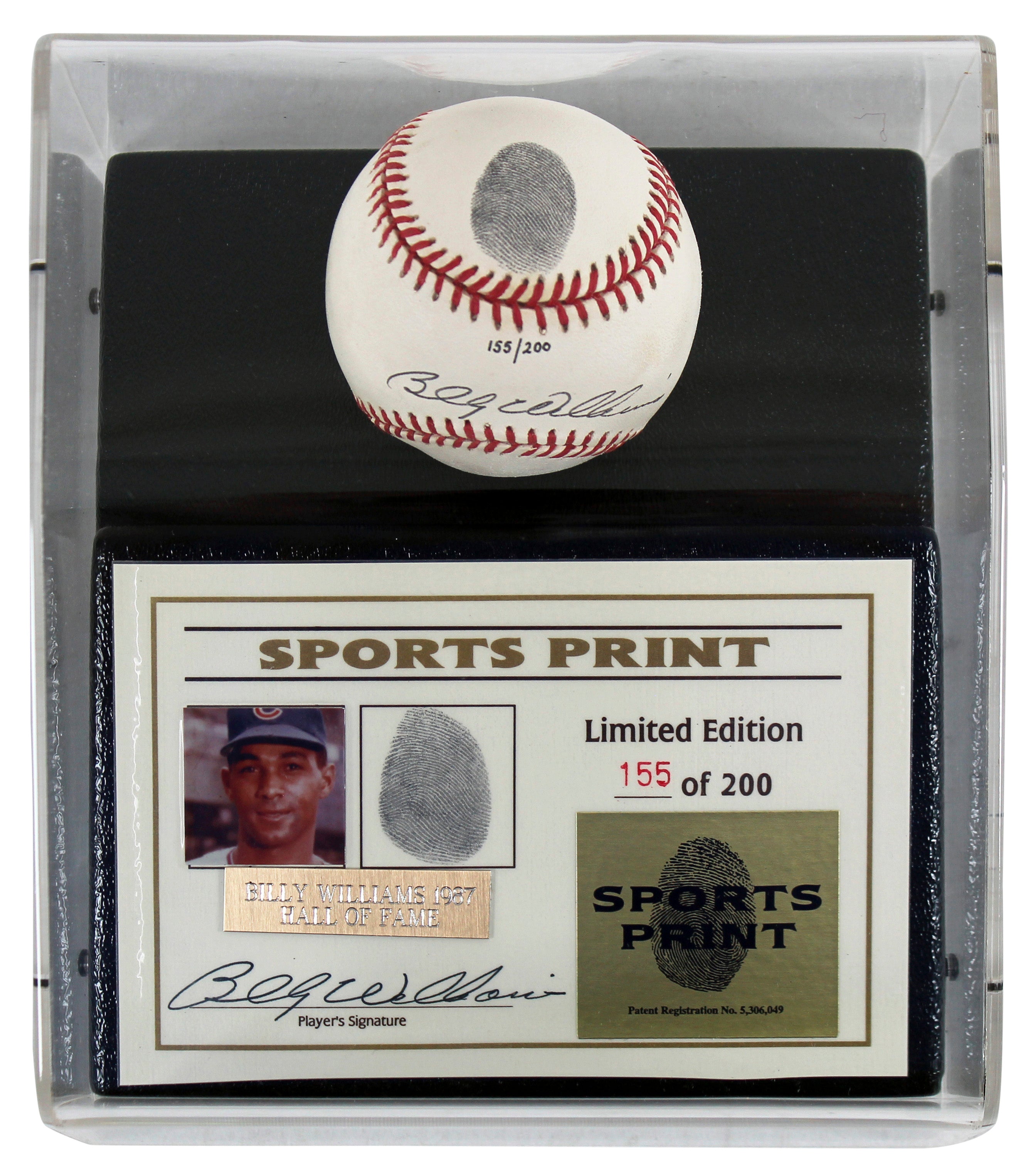 Cubs Billy Williams Signed Thumbprint Baseball LE #'d/200 w/ Display Case BAS