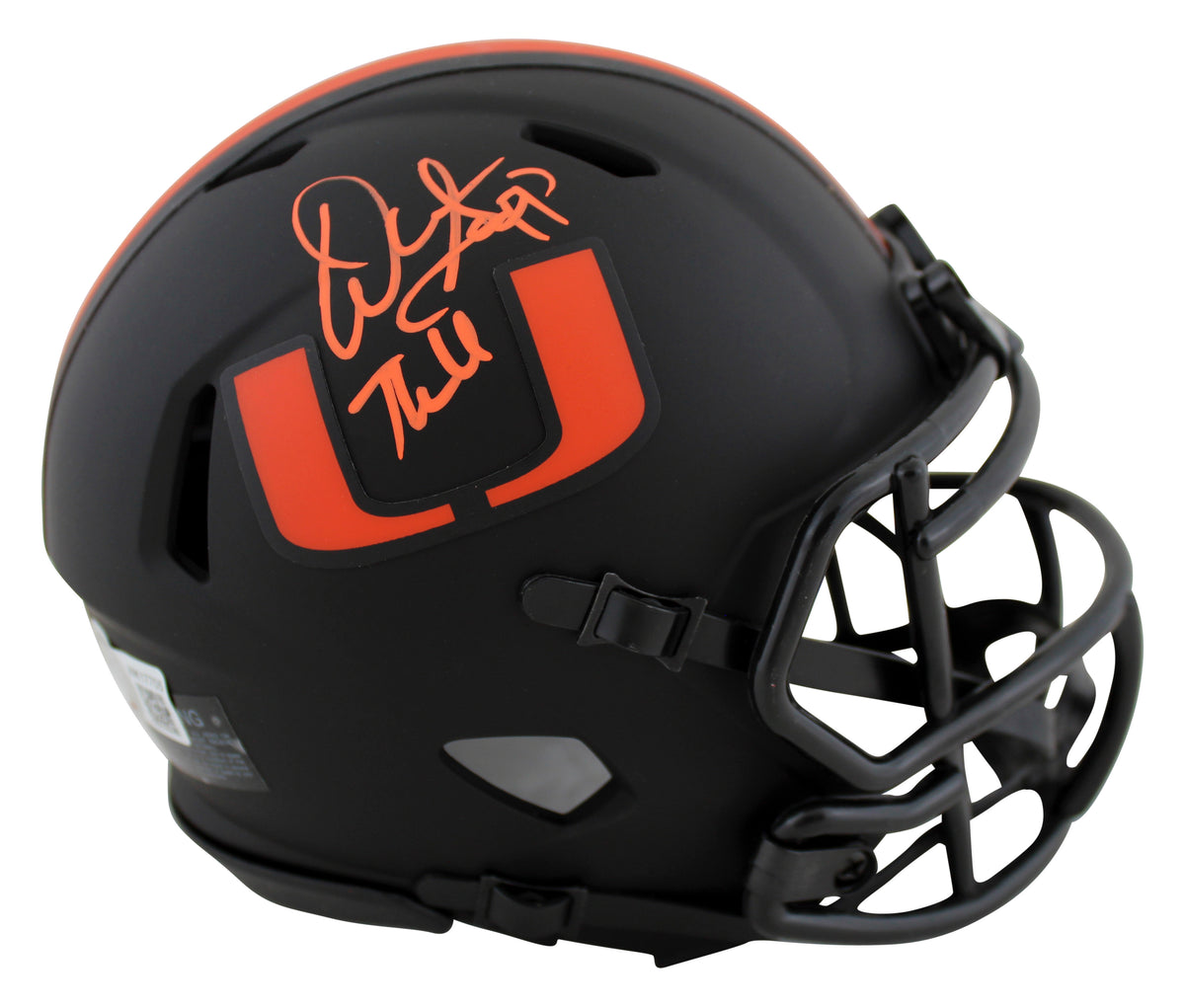 Miami Warren Sapp "The U" Authentic Signed Eclipse Speed Mini Helmet BAS Witness
