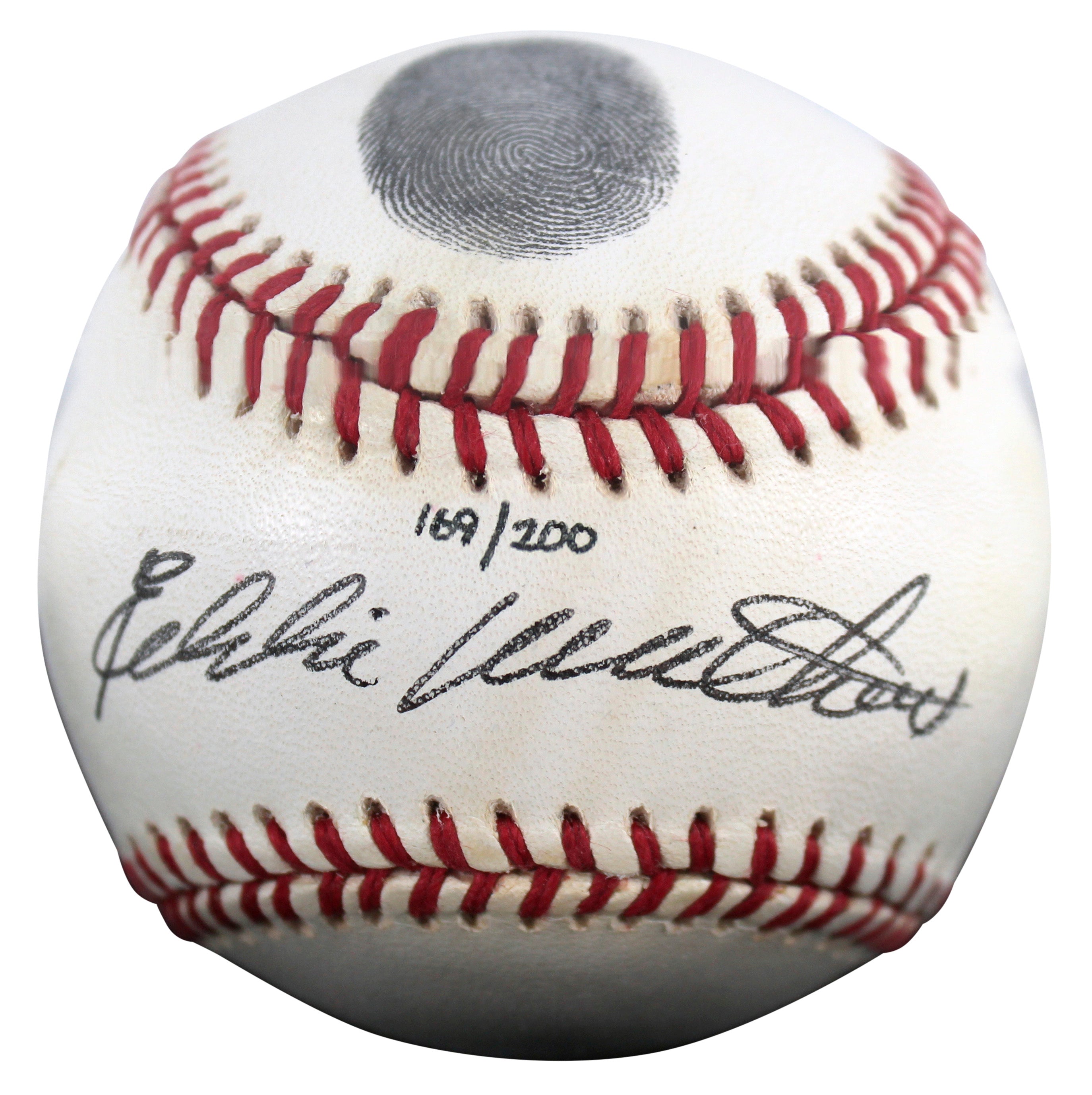 Braves Eddie Mathews Signed Thumbprint Baseball LE #'d/200 w/ Display Case BAS