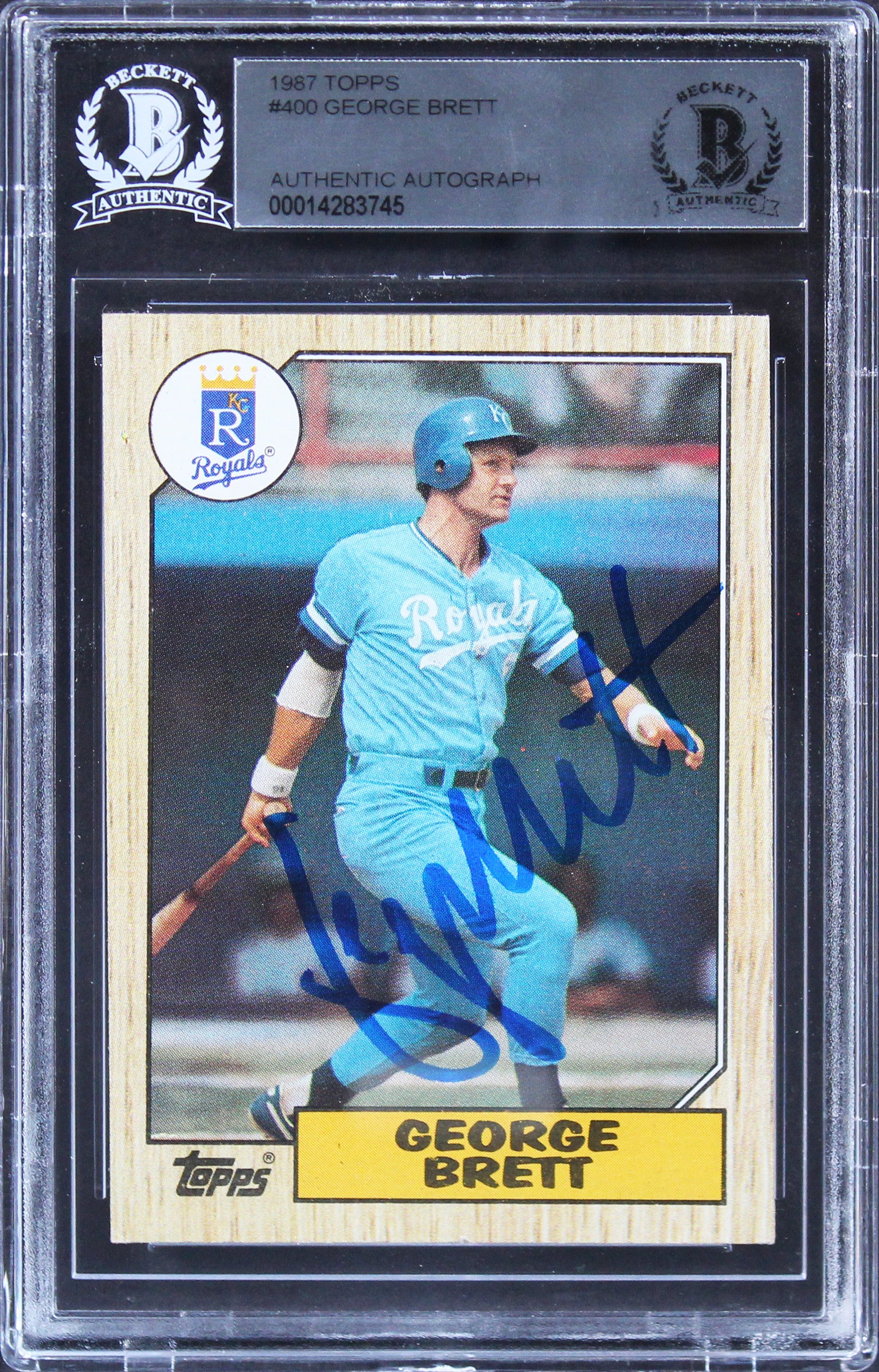 Royals George Brett Authentic Signed 1987 Topps #400 Card BAS Slabbed