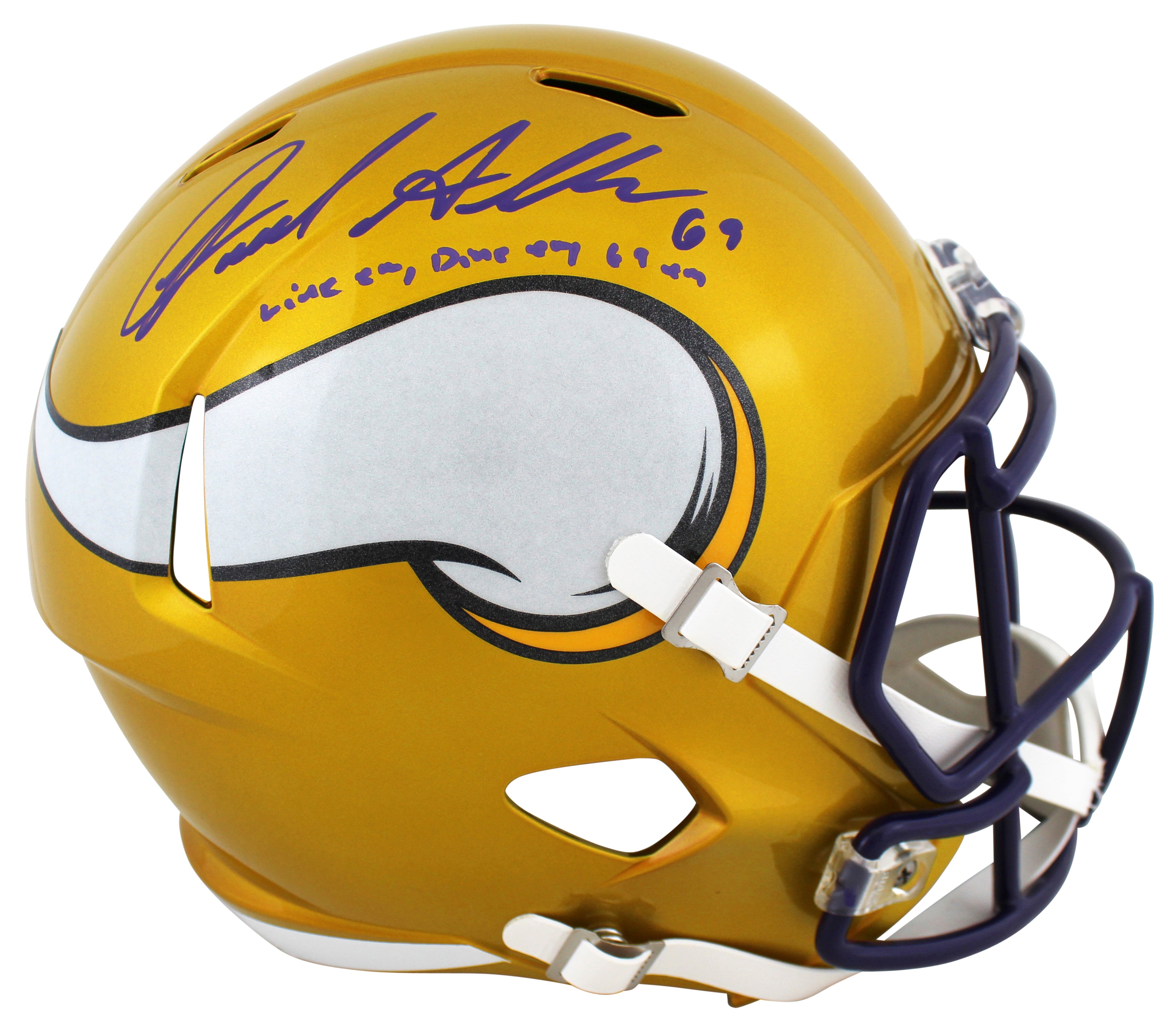 Vikings Jared Allen "Wine'em, Dine'em" Signed Flash F/S Speed Rep Helmet BAS Wit