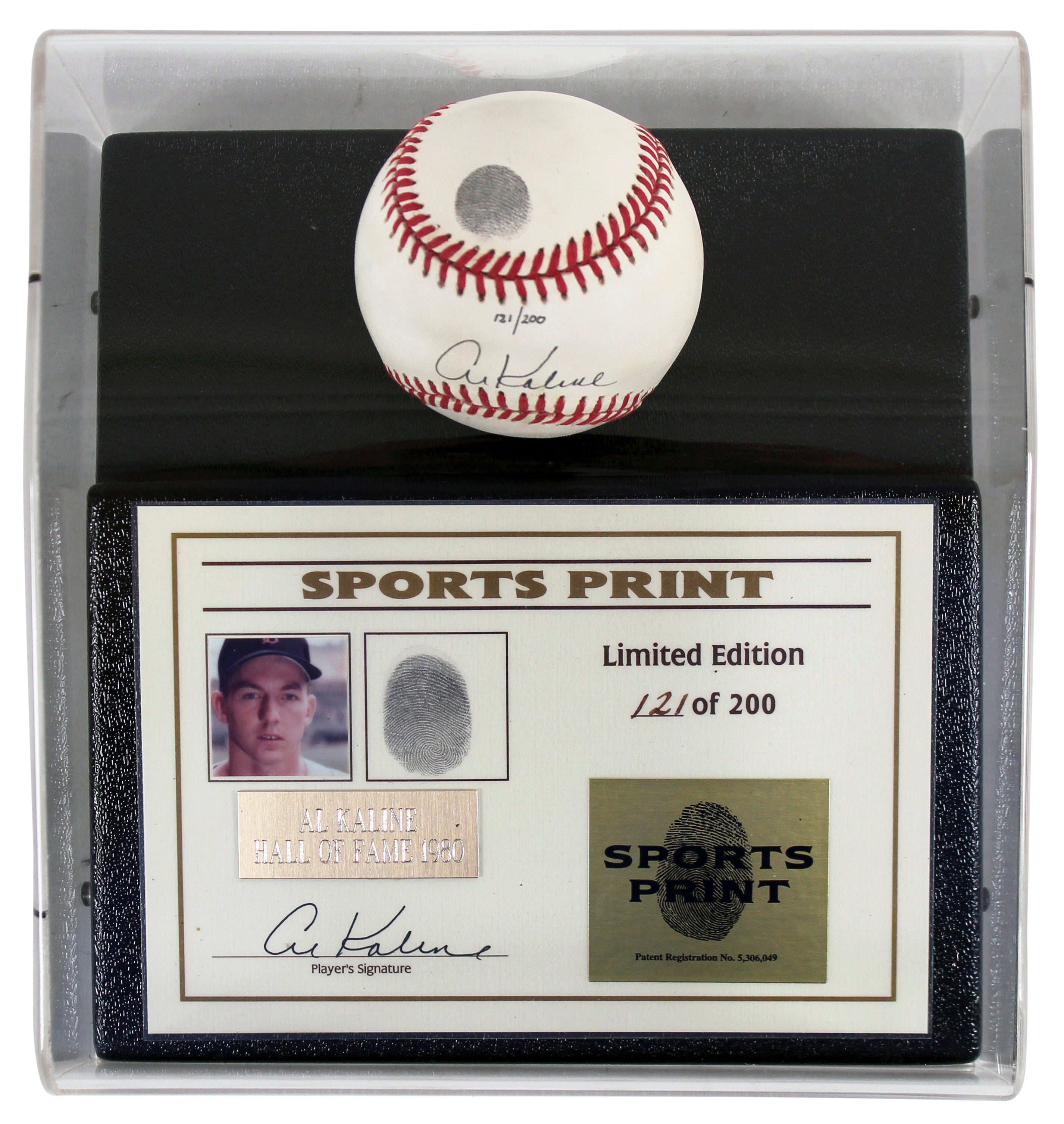 ** HOLIDAY DOORBUSTER ** Tigers Al Kaline Signed Thumbprint Baseball LE #'d/200 w/ Display Case BAS