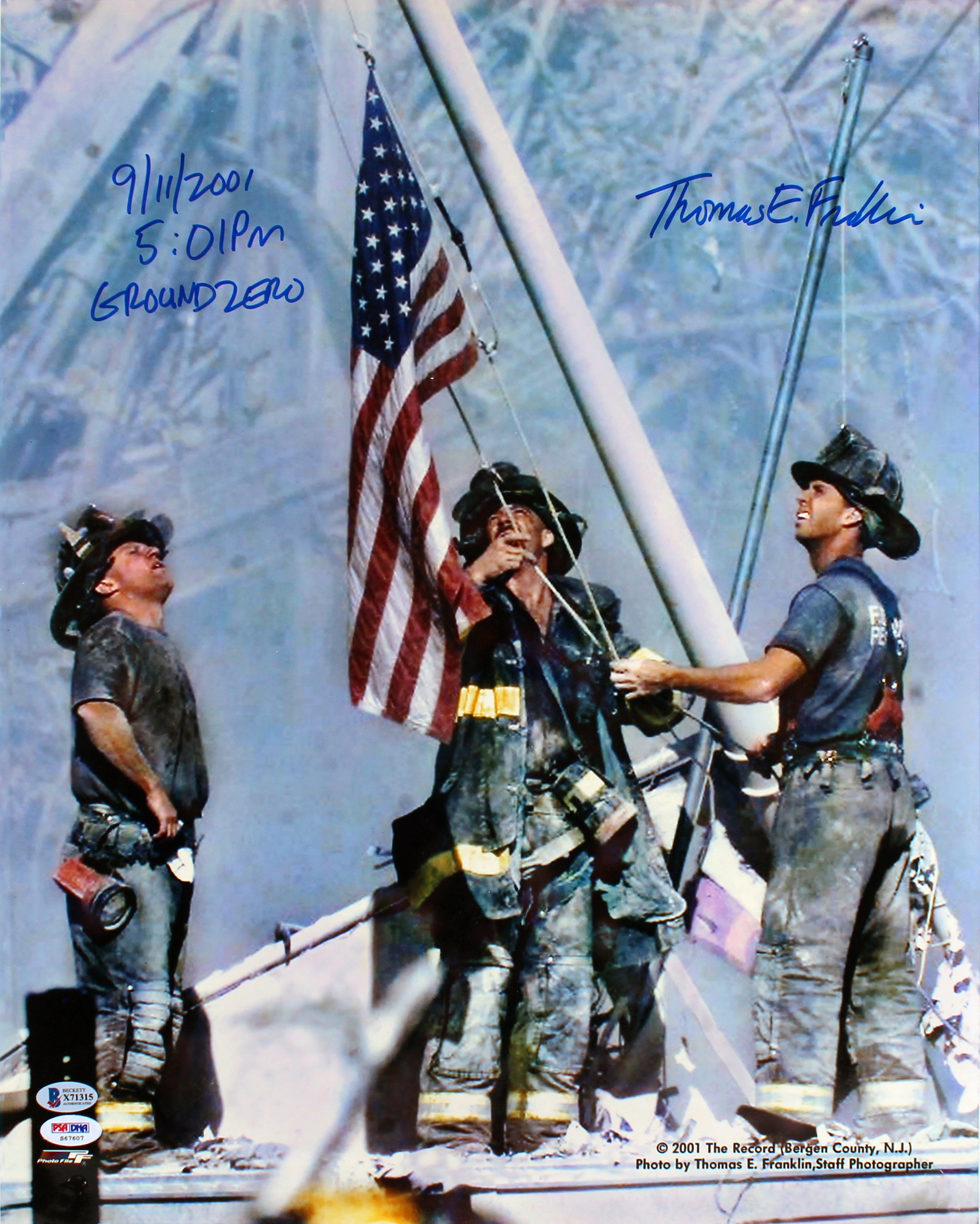 Thomas E. Franklin "9/11/2001 5:01 PM Ground Zero" Signed 16x20 Photo BAS