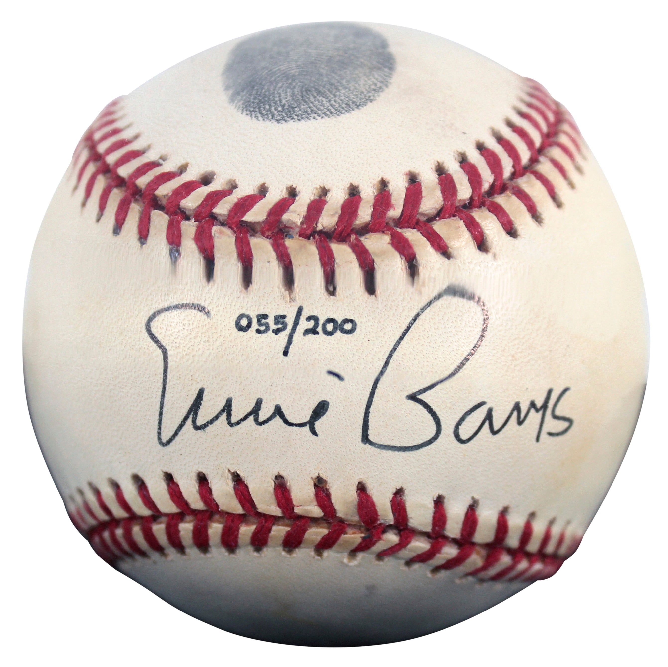 Cubs Ernie Banks Signed Thumbprint Baseball LE #'d/200 w/ Display Case BAS HOLIDAY DOORBUSTER