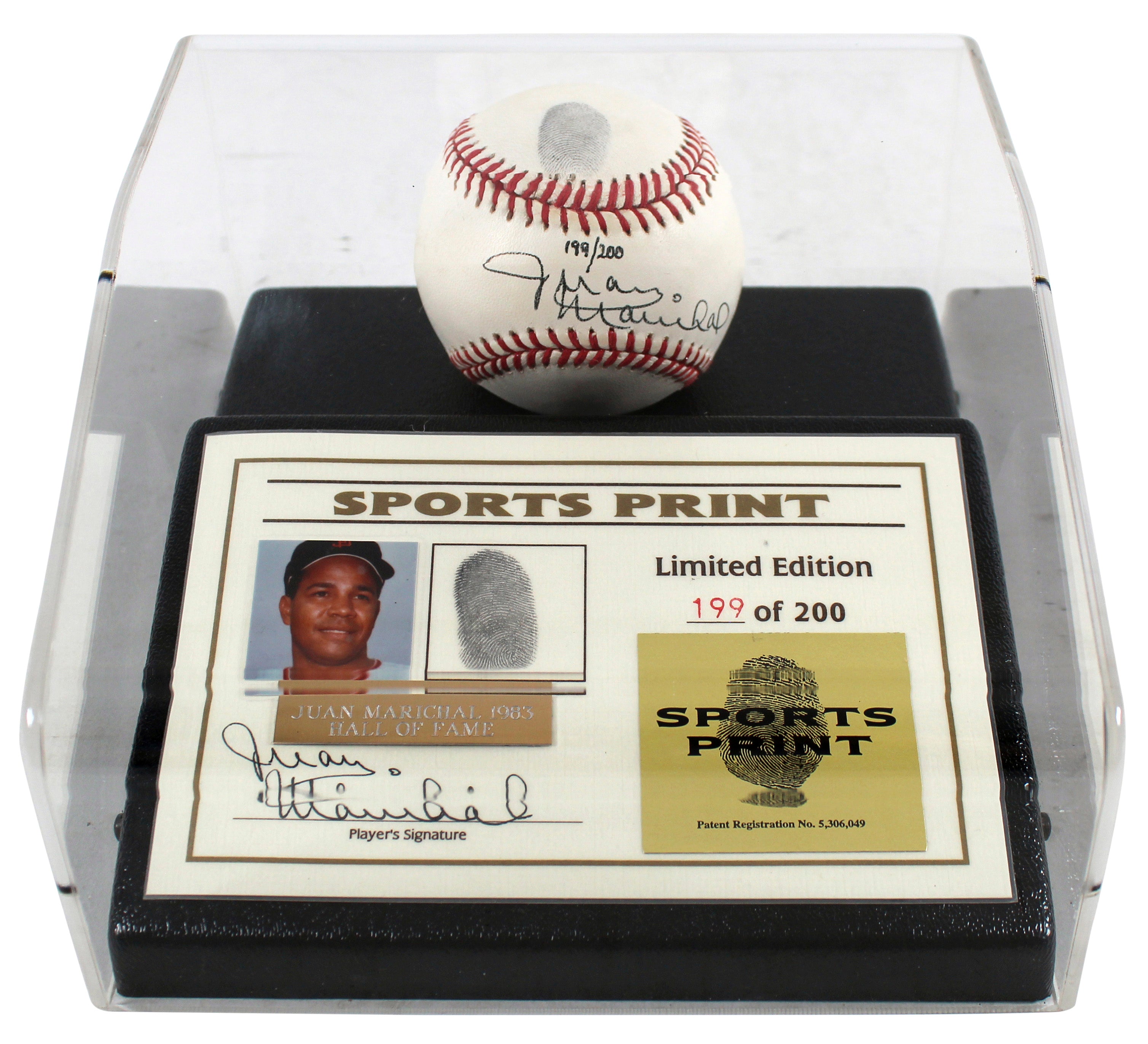 Giants Juan Marichal Signed Thumbprint Baseball LE #'d/200 w/ Display Case BAS