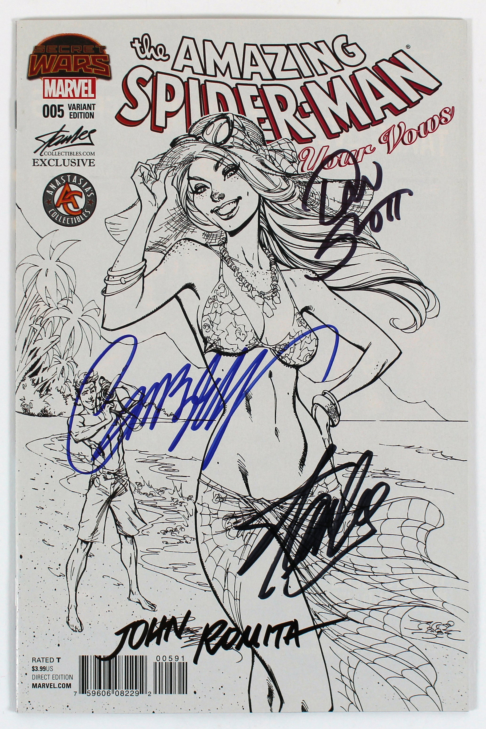 (4) Stan Lee, Romita, Slott & Campbell Signed Spider-Man 005 Variant Comic JSA