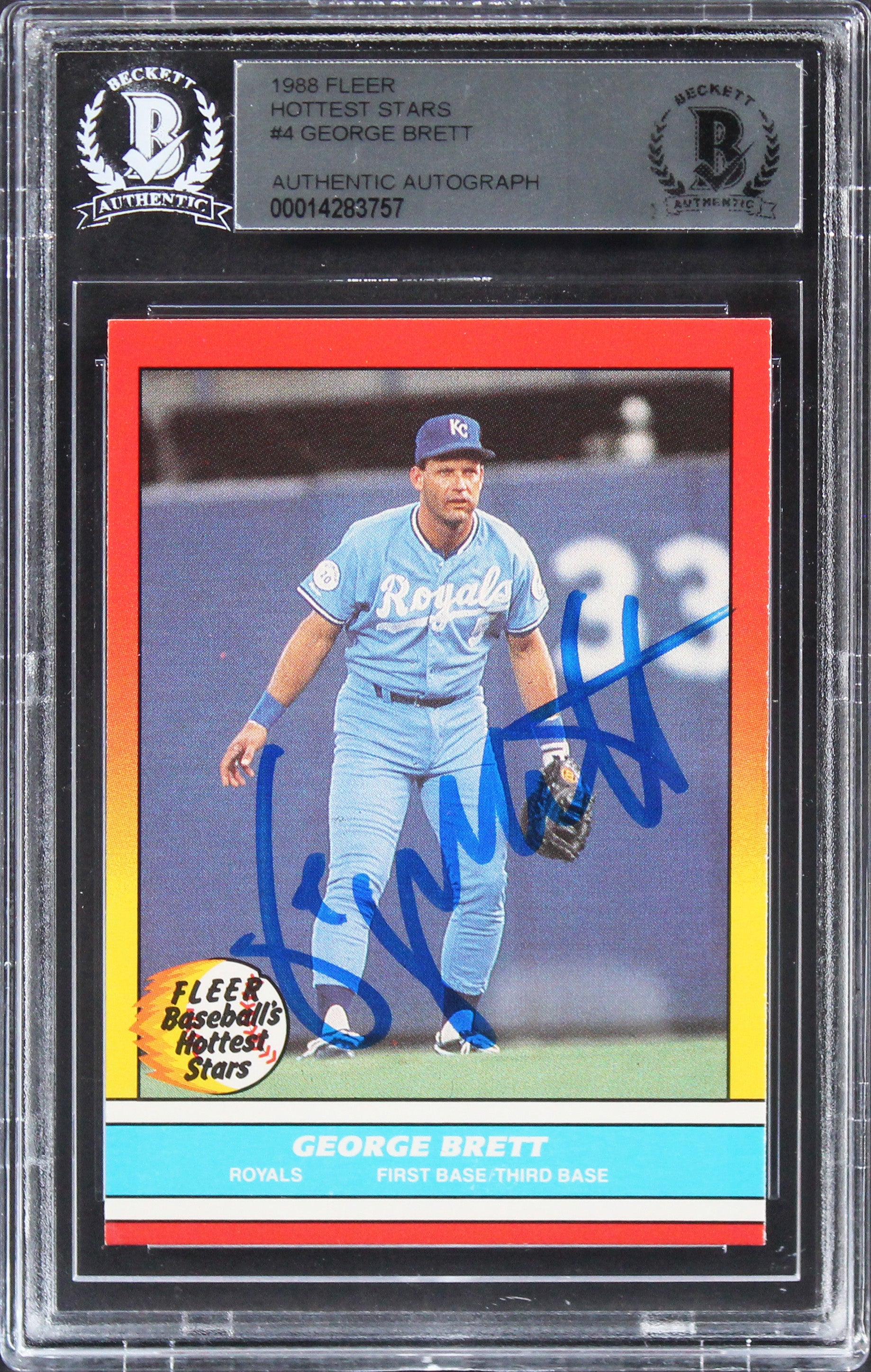 Royals George Brett Authentic Signed 1988 Fleer Hottest Stars #4 Card BAS Slab