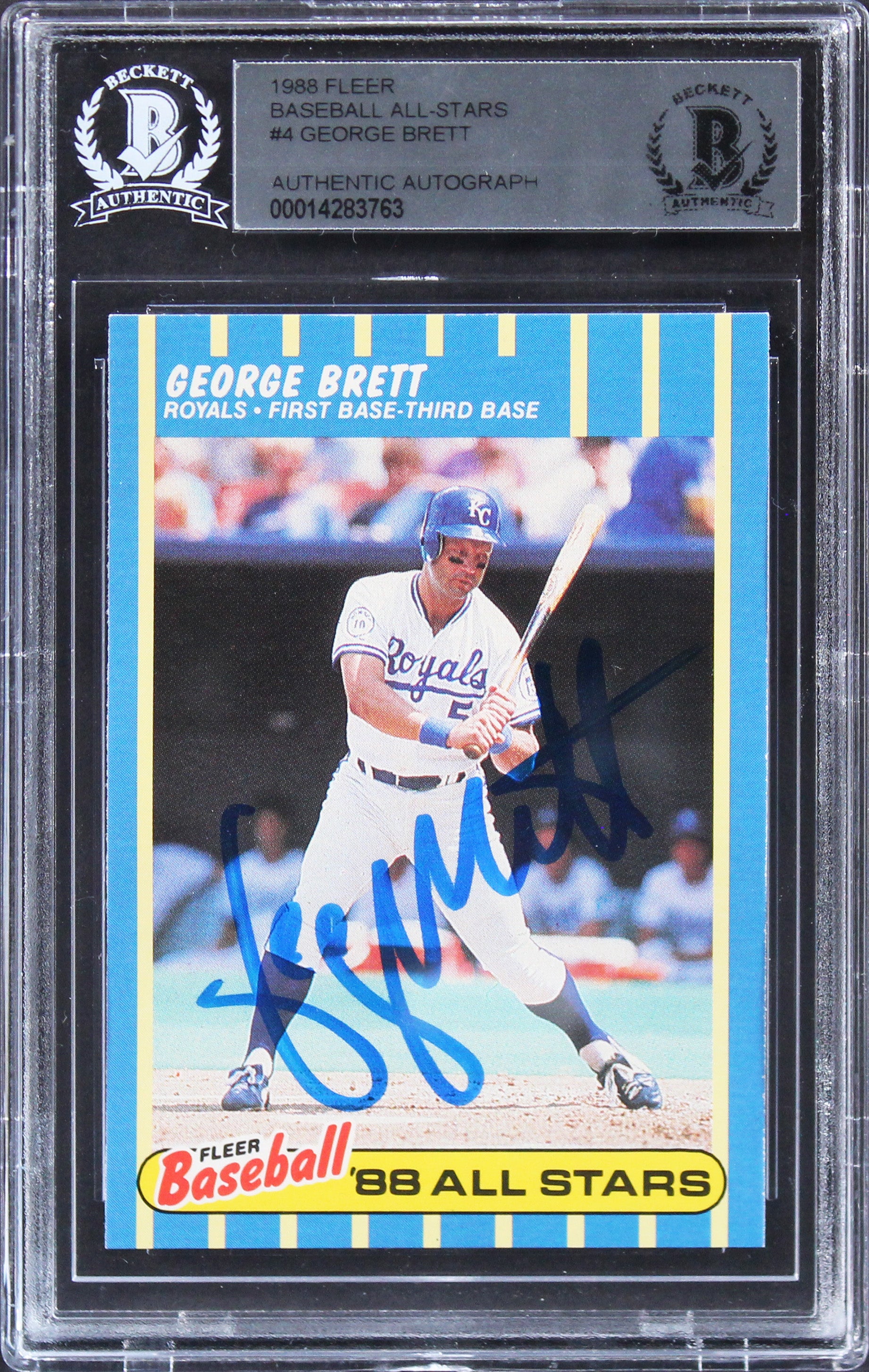 Royals George Brett Signed 1988 Fleer Baseball All-Stars #4 Card BAS Slabbed