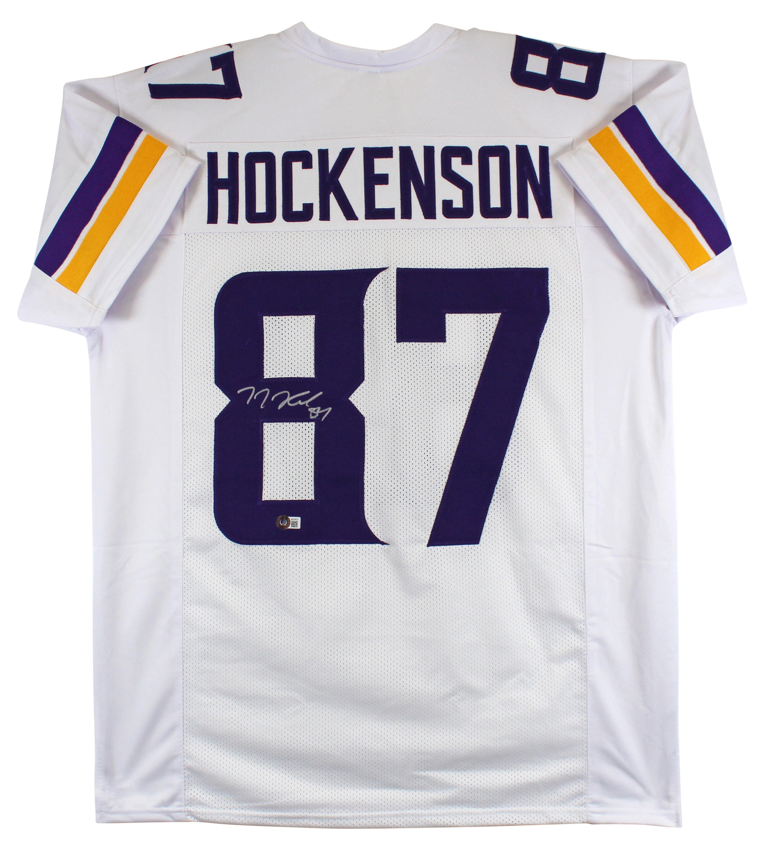 T.J. Hockenson Authentic Signed White Pro Style Jersey Autographed BAS Witnessed