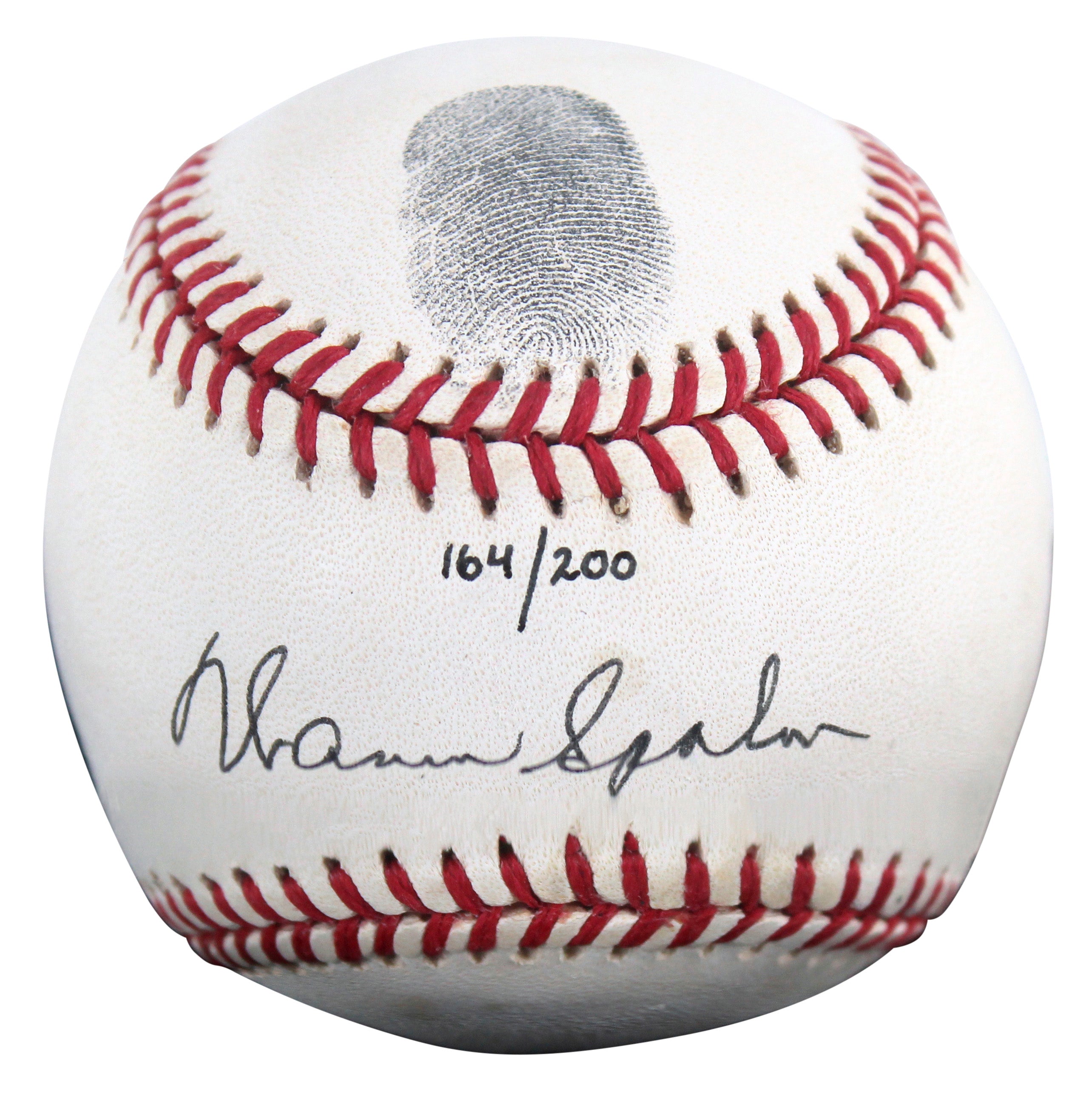 ** HOLIDAY DOORBUSTER ** Braves Warren Spahn Signed Thumbprint Baseball LE #'d/200 w/ Display Case BAS