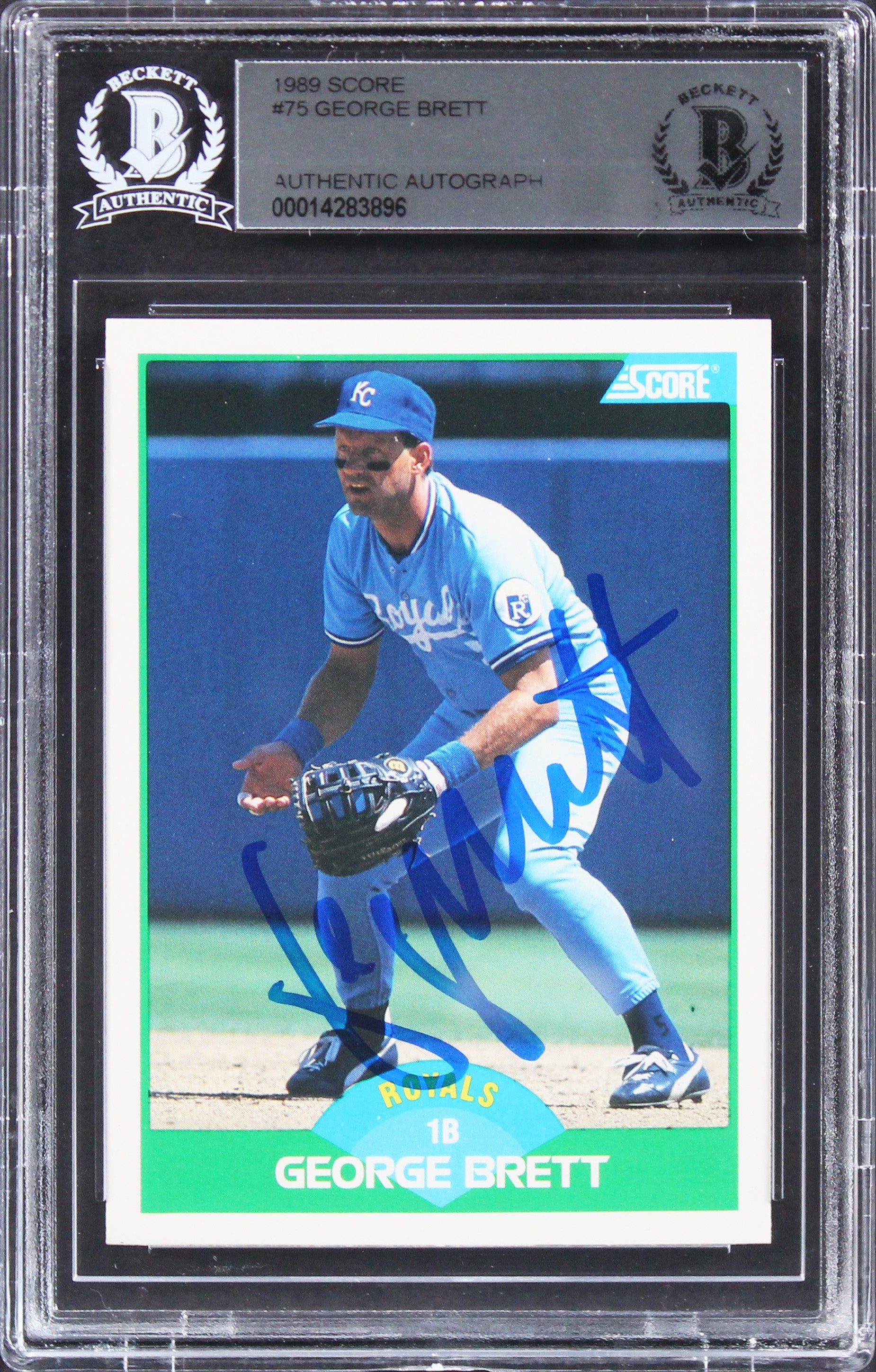 Royals George Brett Authentic Signed 1989 Score #75 Card Autographed BAS Slabbed