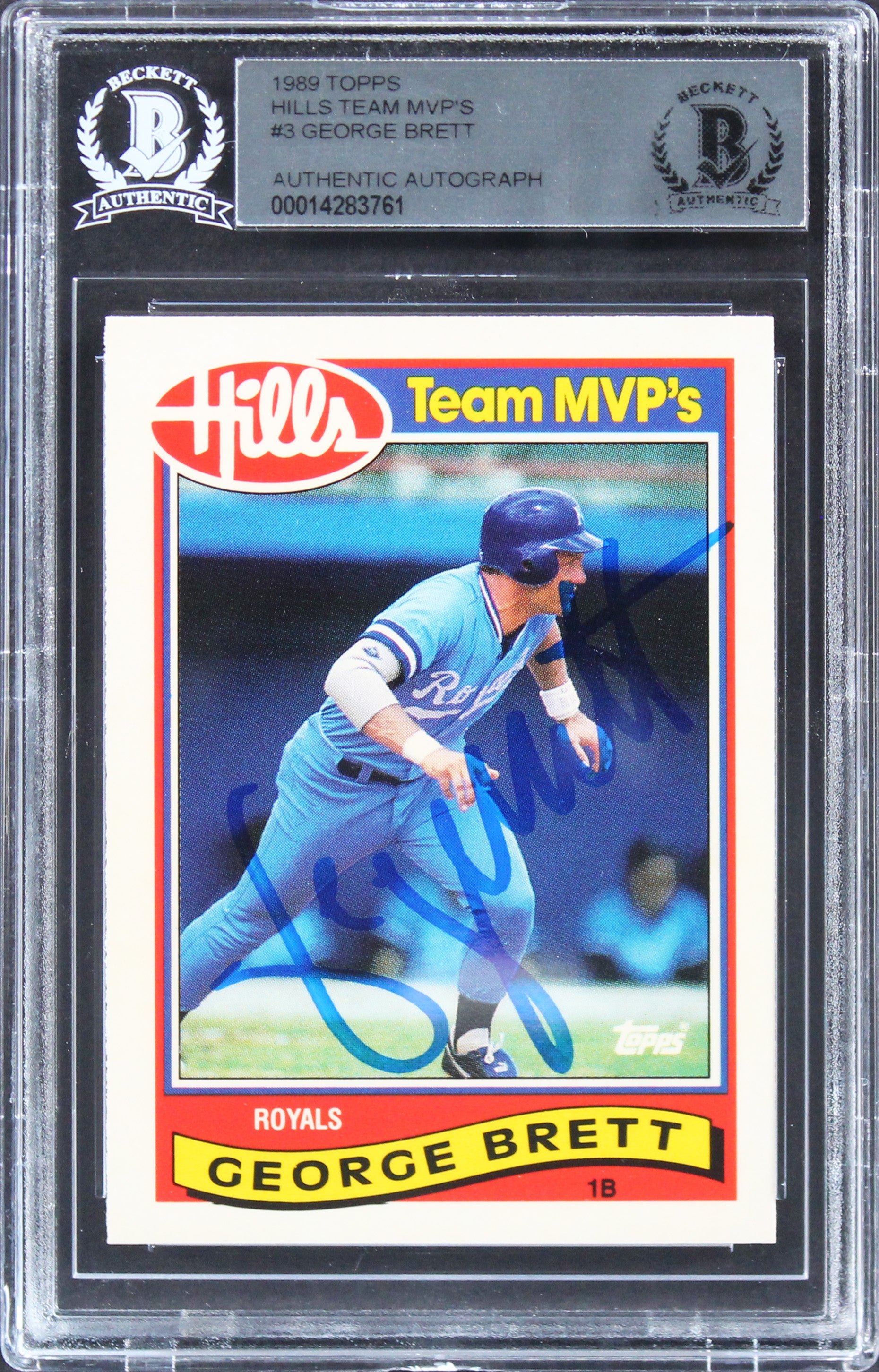 Royals George Brett Signed 1989 Topps Hills Team MVP'S #3 Card BAS Slabbed