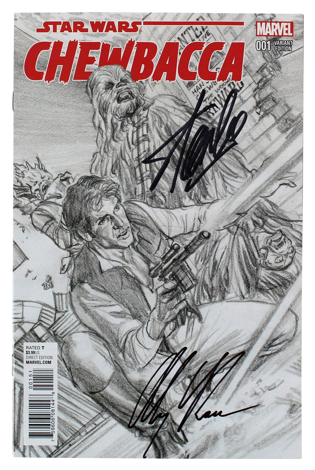Stan Lee & Alex Ross Marvel Signed Star Wars Chewbacca 001 Variant Ed Comic JSA