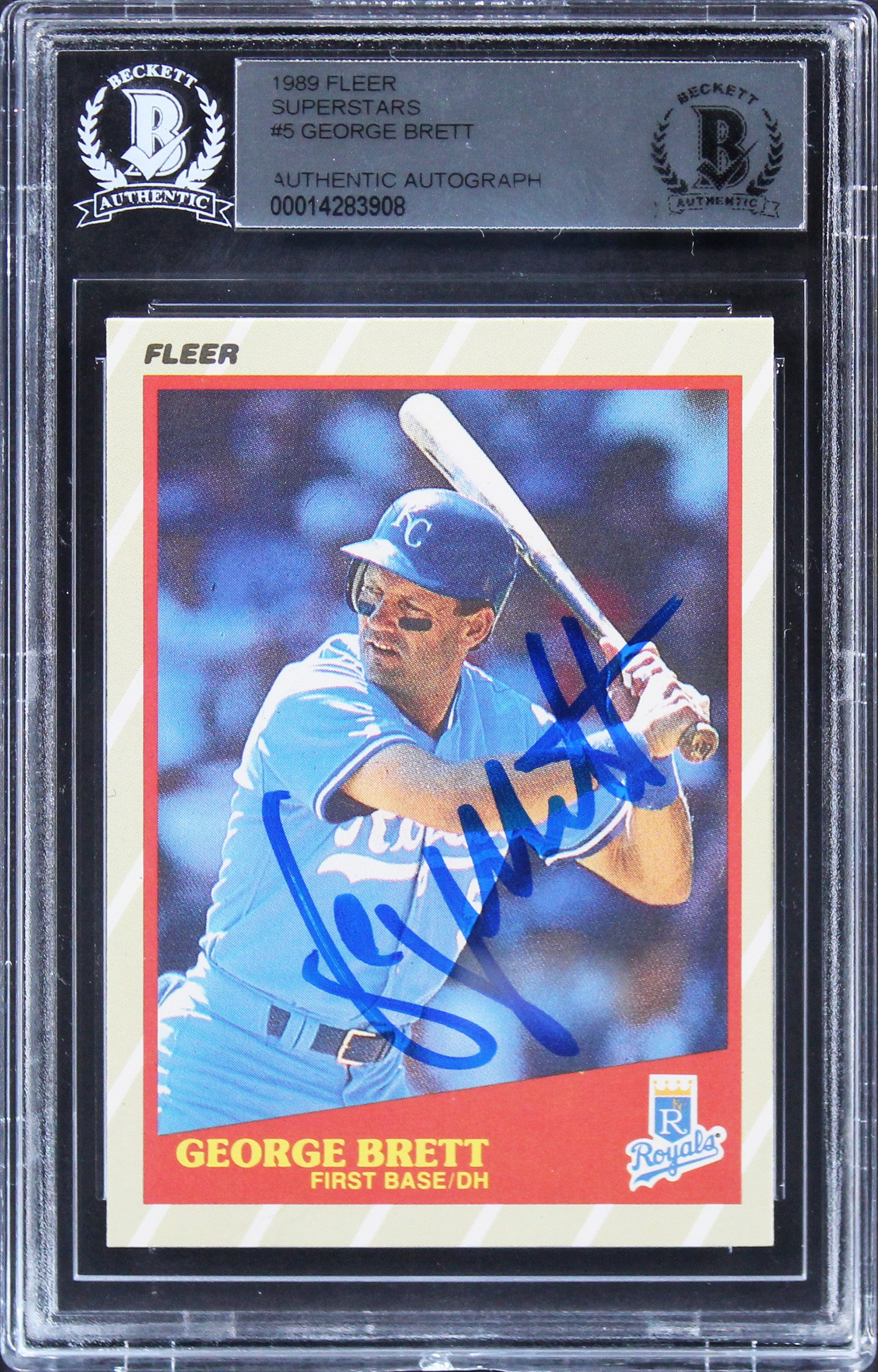 Royals George Brett Authentic Signed 1989 Fleer Superstars #5 Card BAS Slabbed