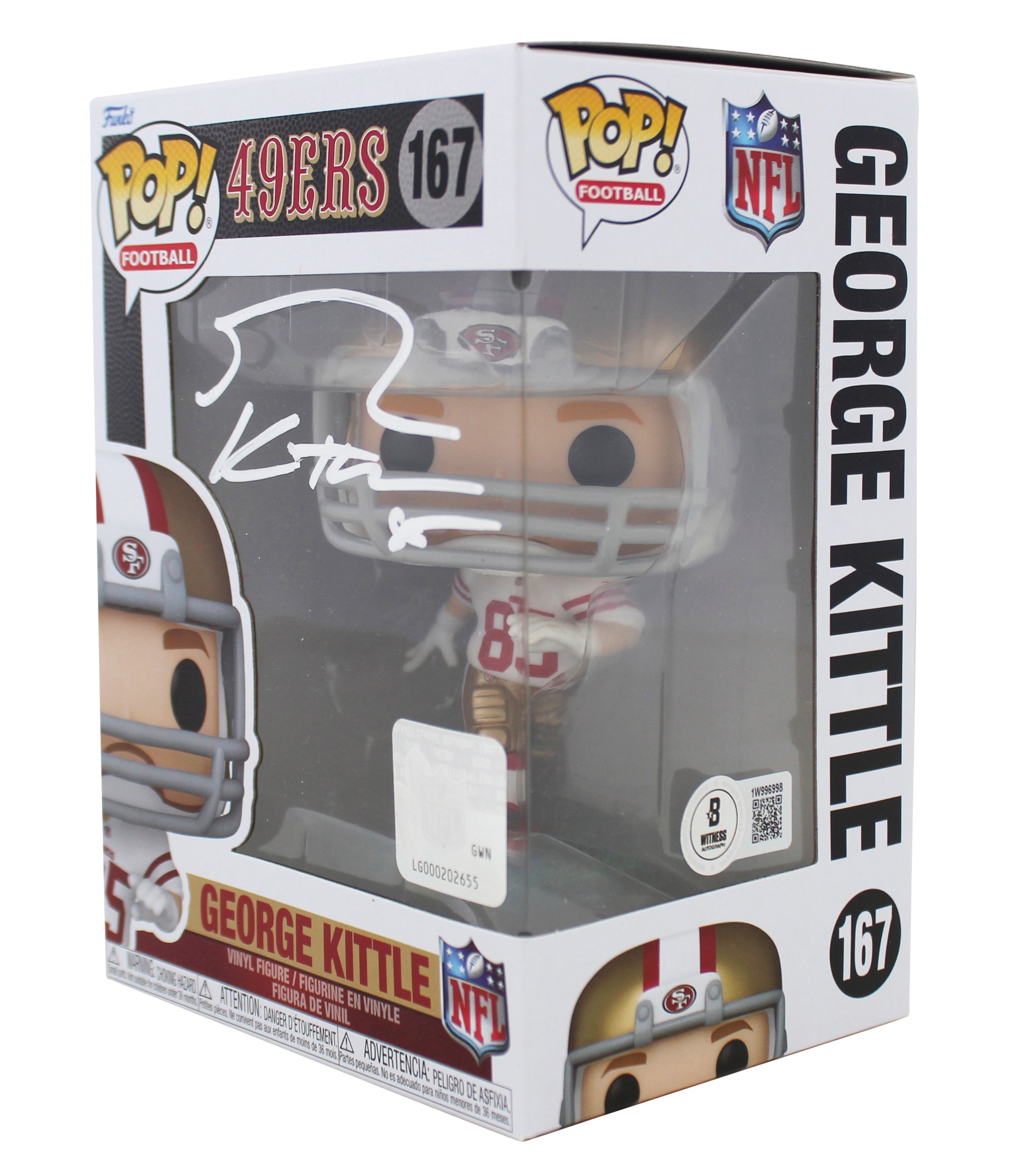 49ers George Kittle Authentic Signed #167 Funko Pop Vinyl Figure BAS Witnessed