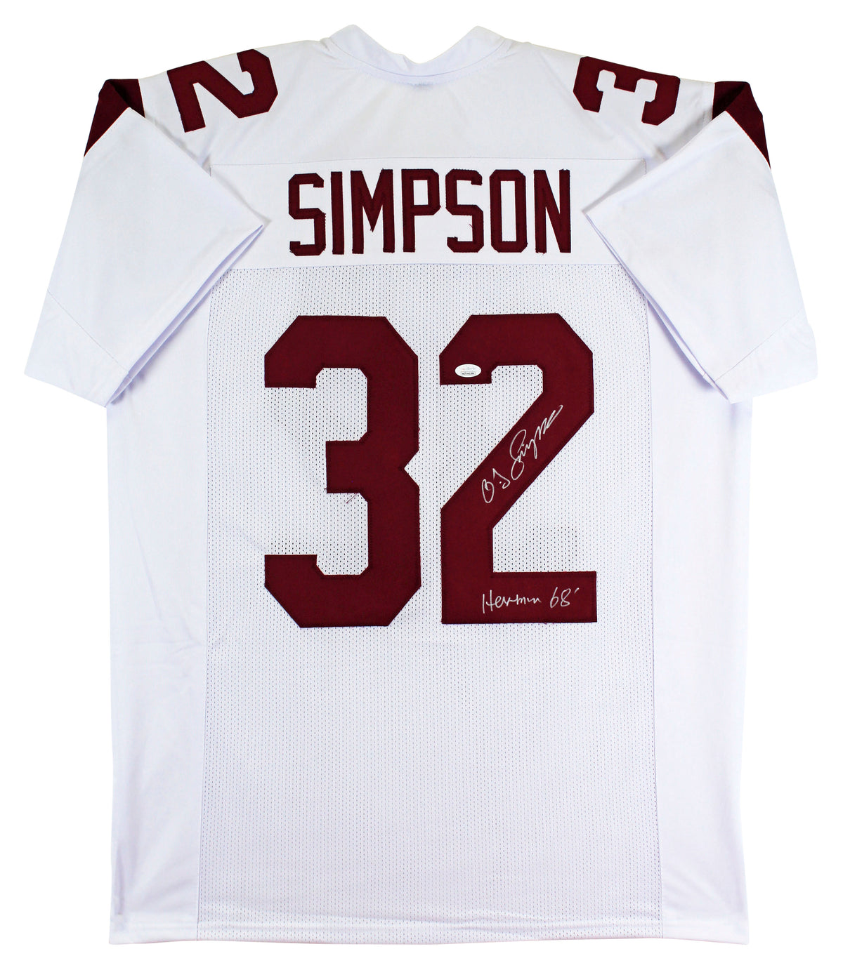 USC O.J. Simpson "68 Heisman" Authentic Signed White Pro Style Jersey BAS Wit