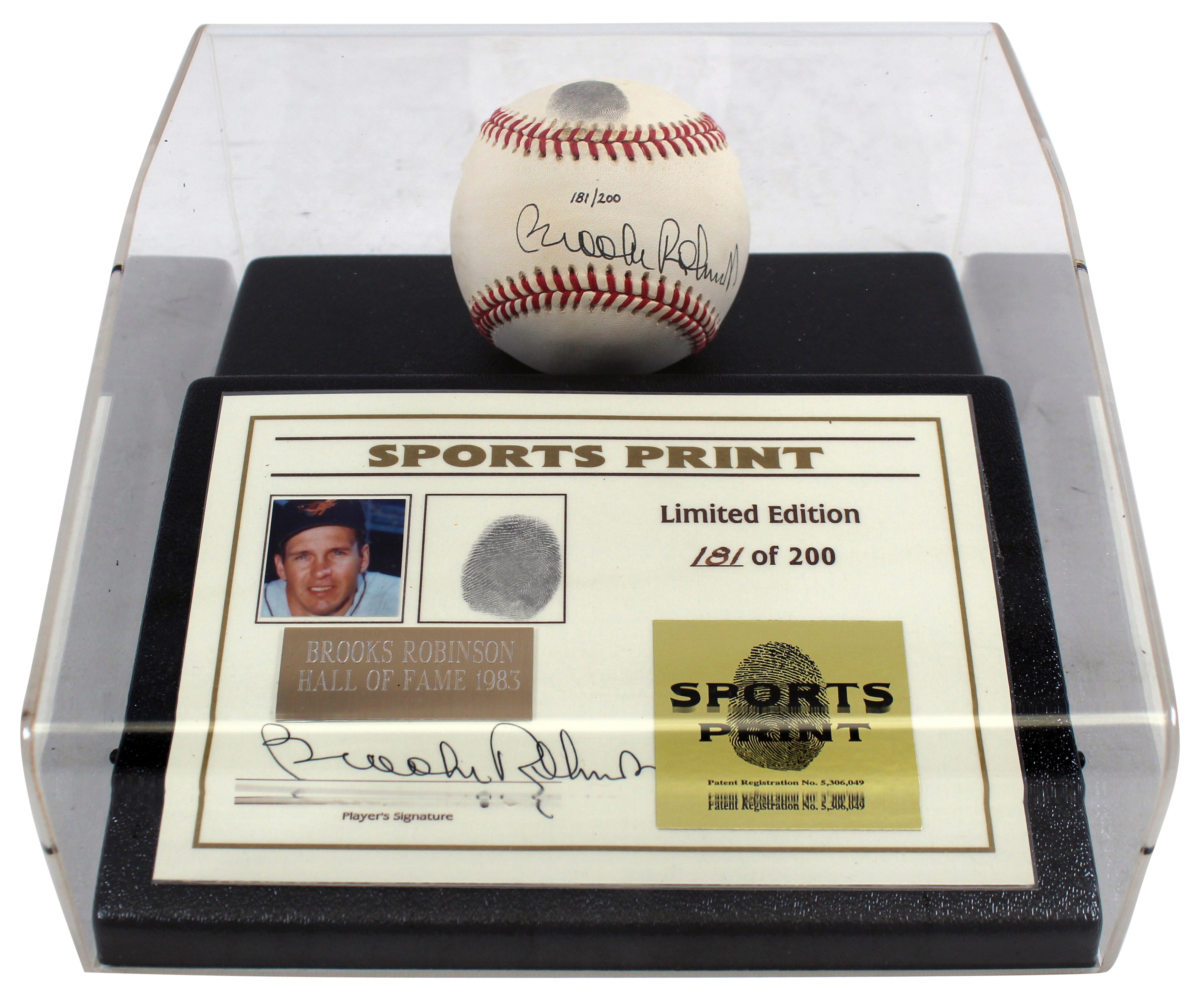 ** HOLIDAY DOORBUSTER ** Orioles Brooks Robinson Signed Thumbprint Baseball LE #'d/200 w Display Case BAS