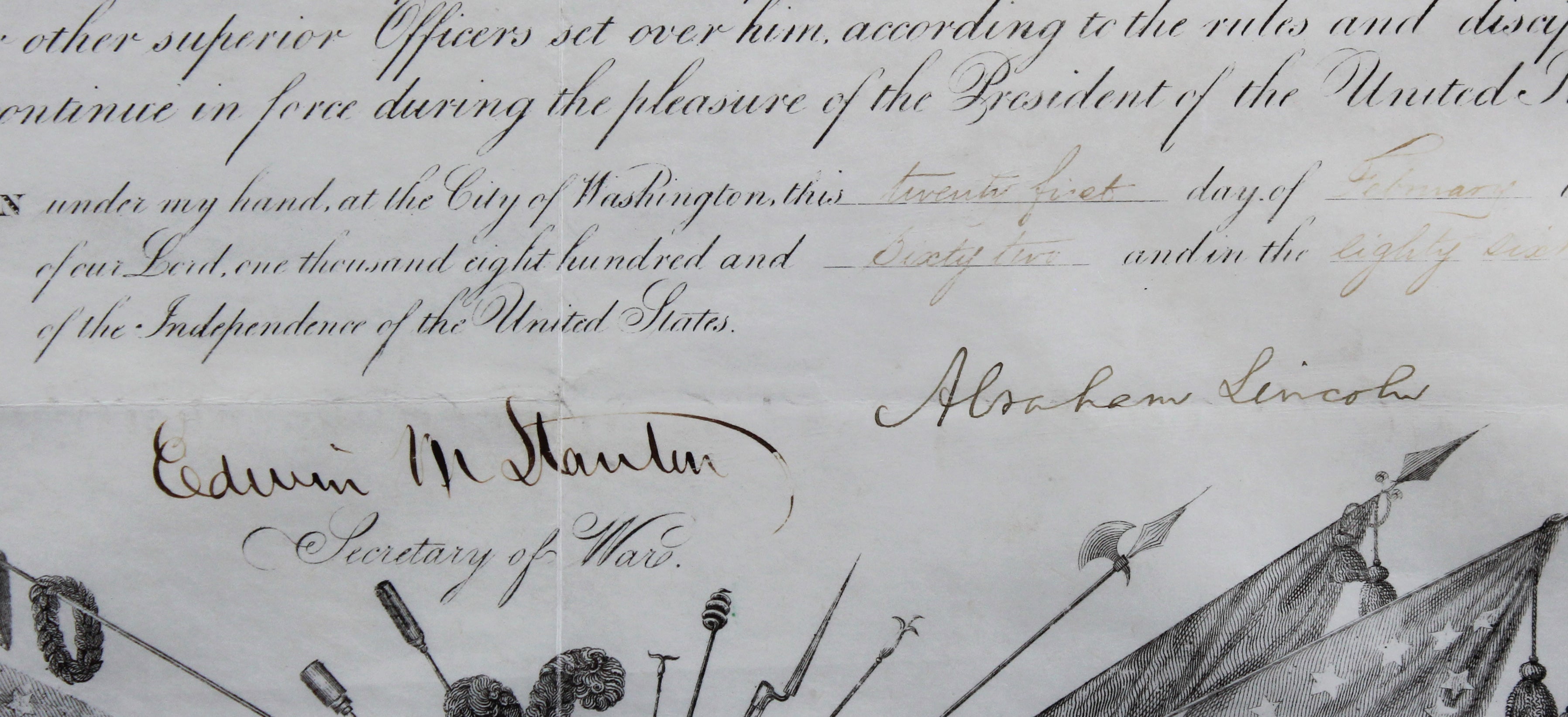 Abraham Lincoln Signed & Framed 13x17 1862 Military Commission BAS #AA03821