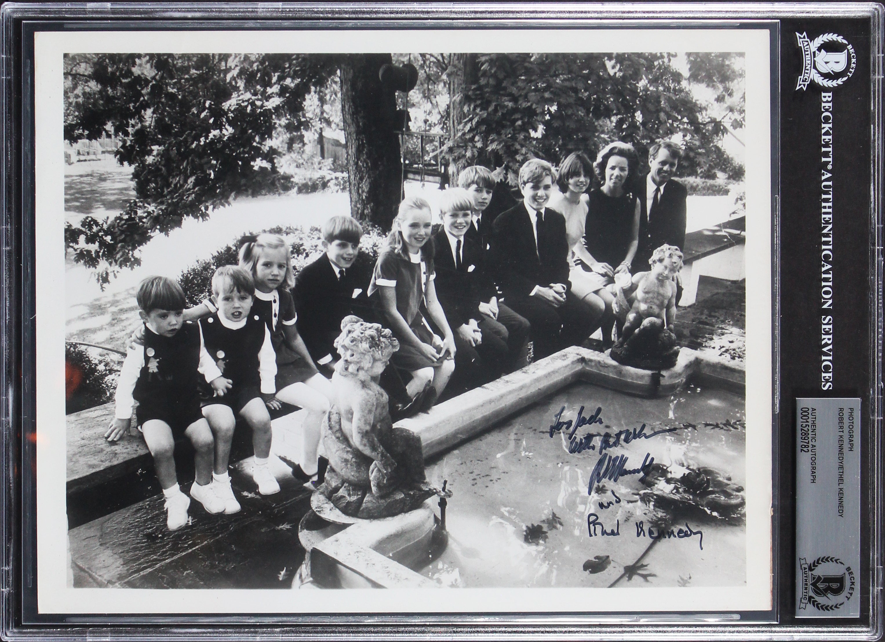 Robert Kennedy & Ethel Kennedy Signed 8x10 Black & White Photo BAS Slabbed