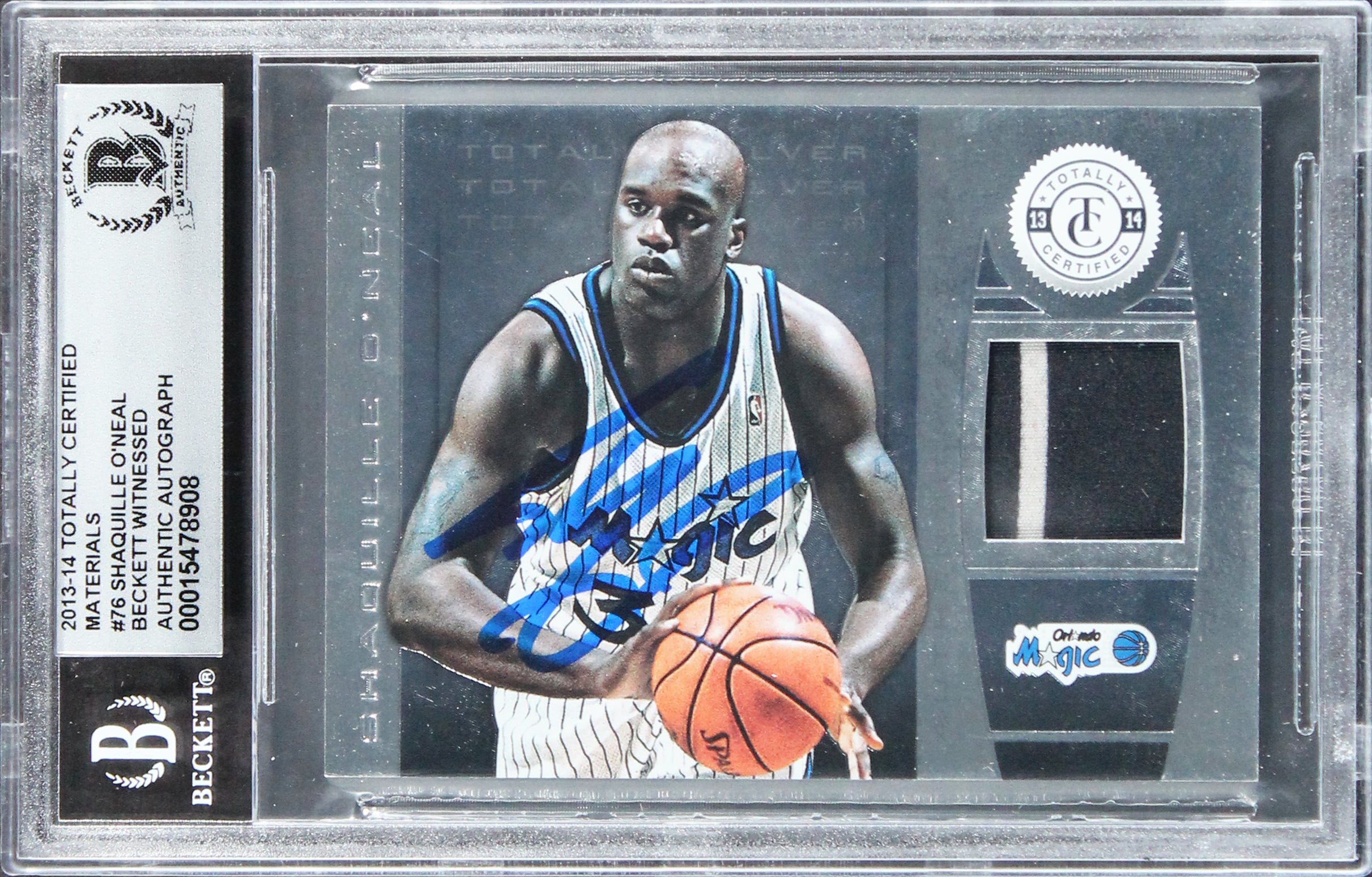 Shaquille O'Neal Signed 2013 Totally Certified Mat #76 Card Auto 10! BAS Slabbed