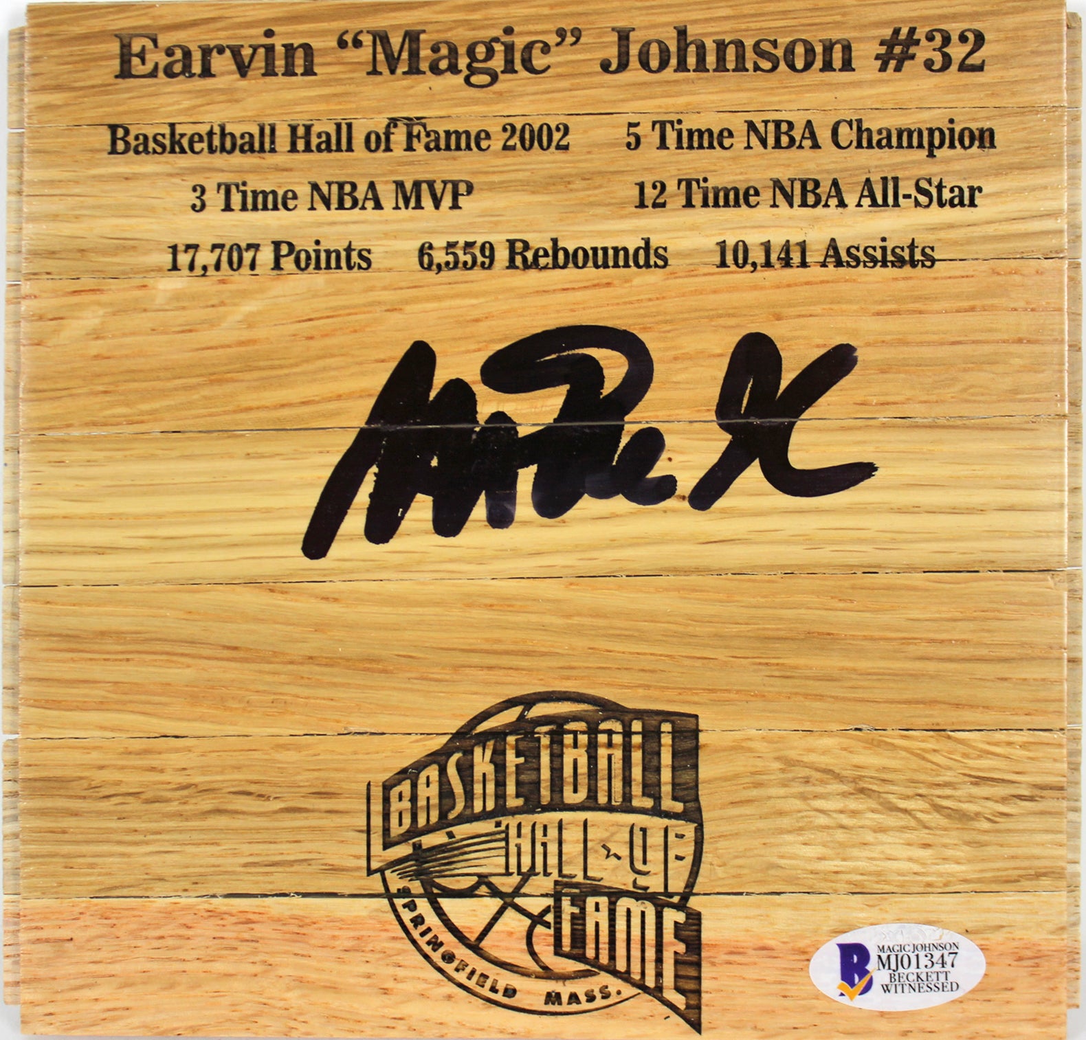 Lakers Magic Johnson Authentic Signed 6x6 Floorboard HOF Autographed BAS Witness