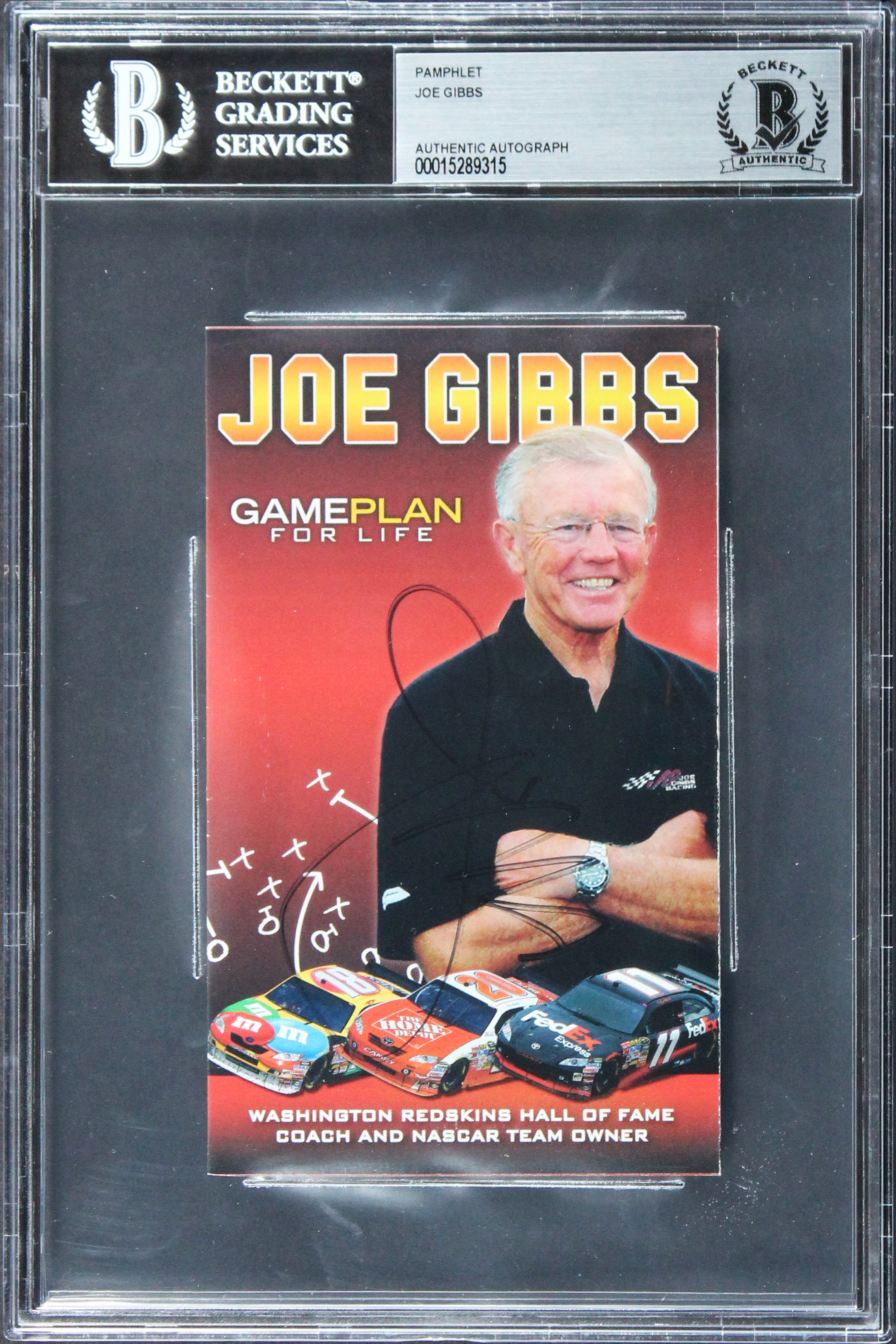 Joe Gibbs Authentic Signed 3.5x5.75 Promotional Program Autographed BAS Slabbed