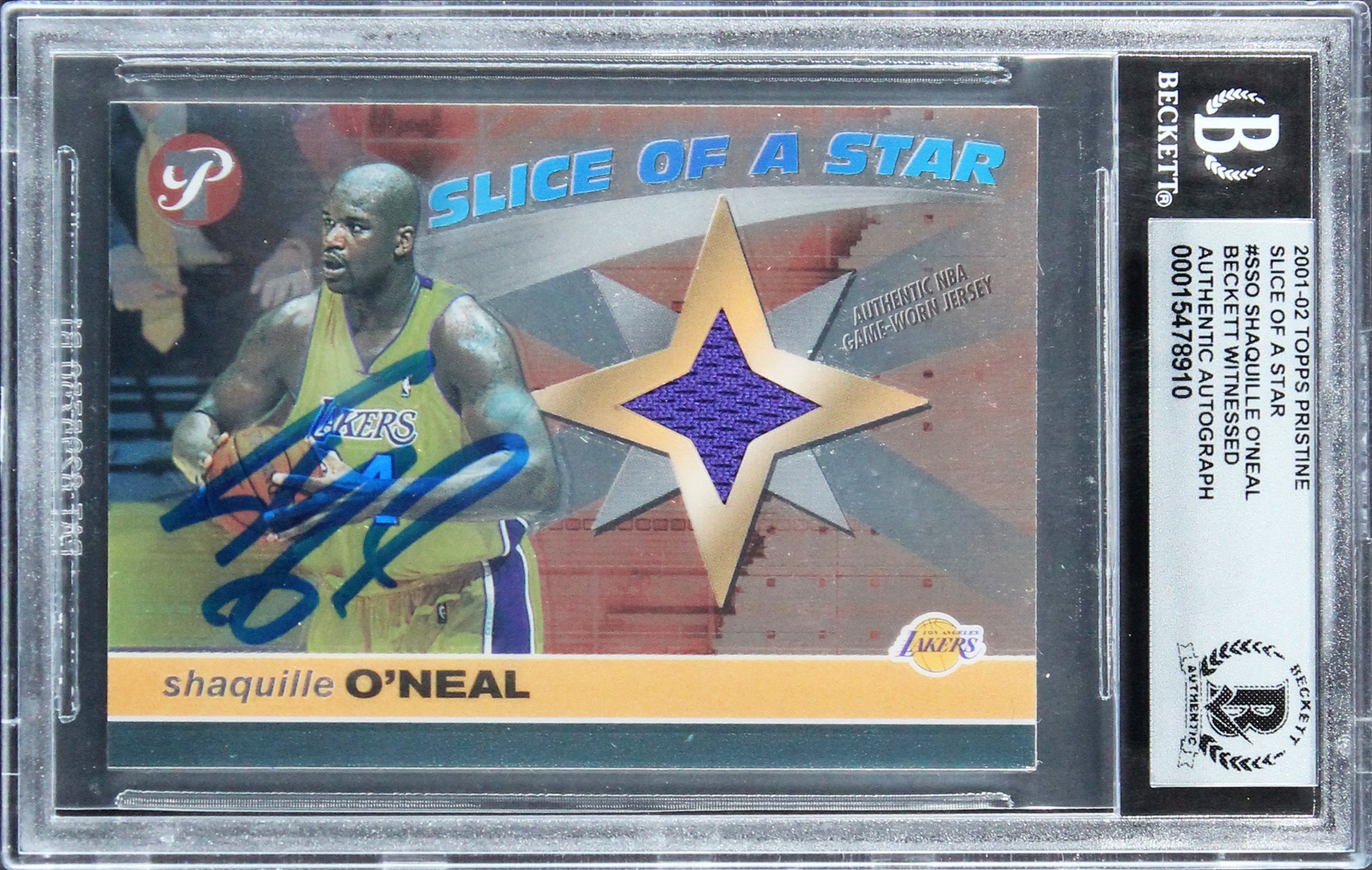 Shaquille O'Neal Signed 2001 Topps Pristine SOAS #SSO Card Auto 10! BAS Slabbed