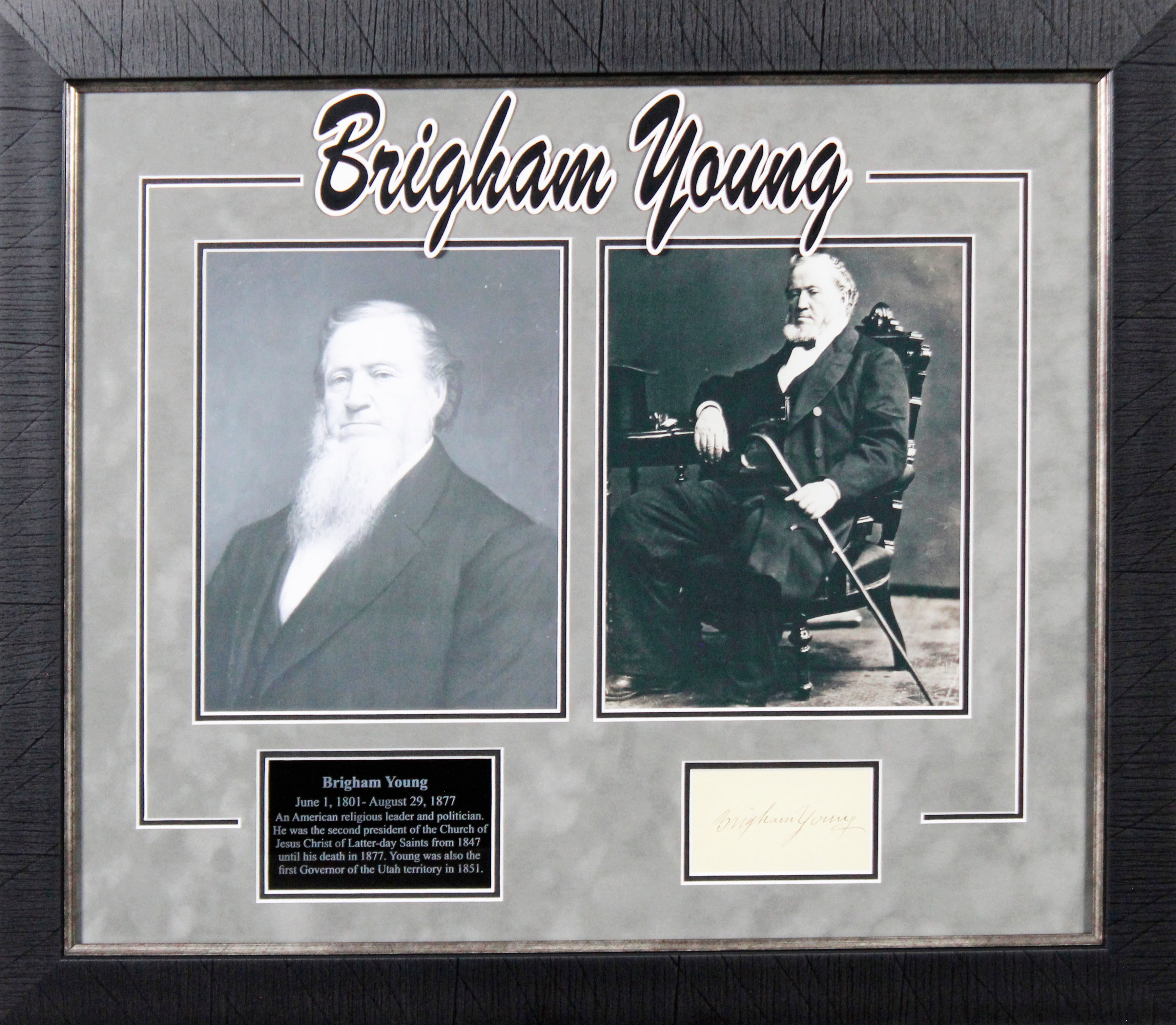 Brigham Young Authentic Signed & Framed 2x3.65 Cut Signature BAS #AD40972