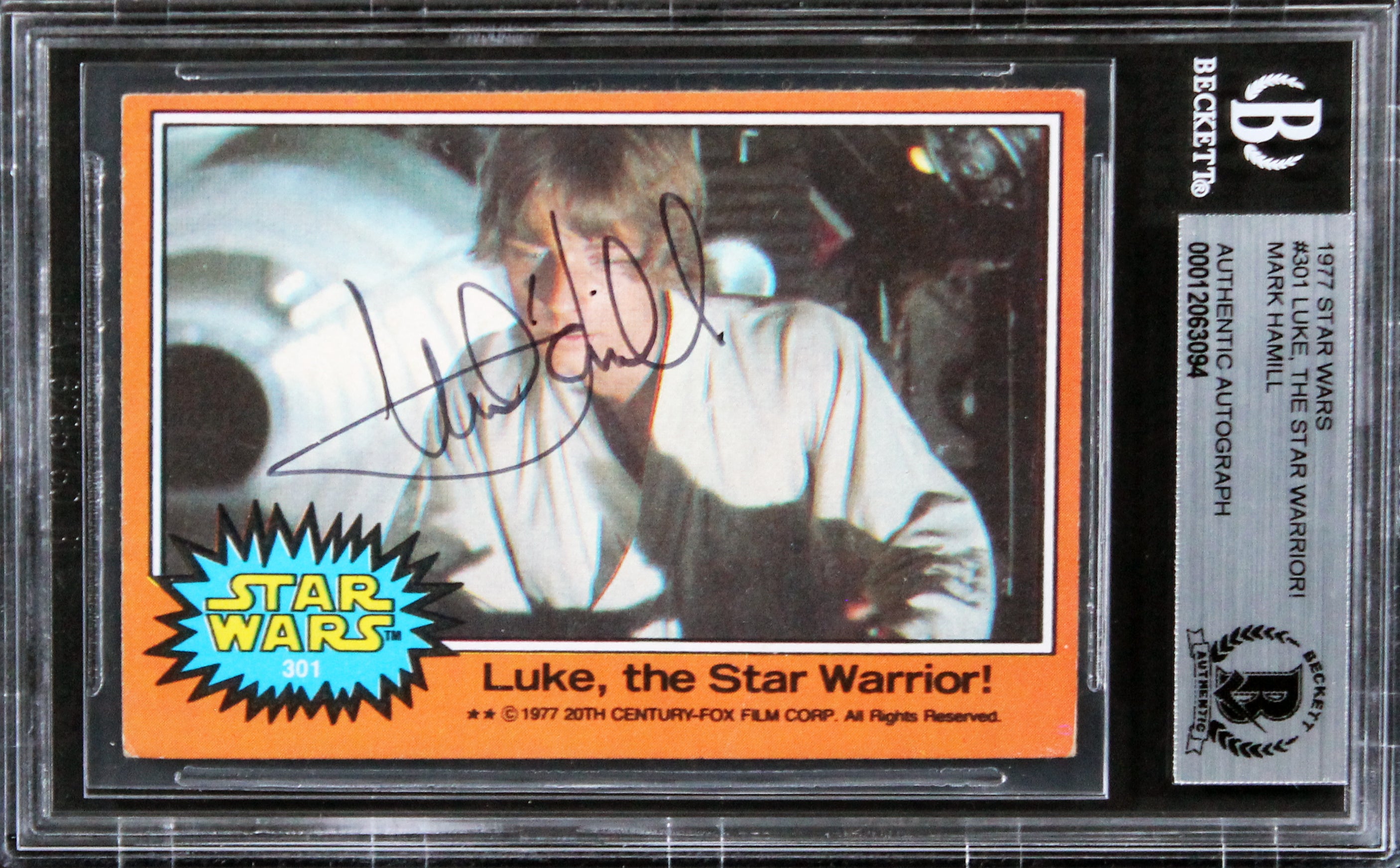 Mark Hamill Star Wars Signed 1977 Star Wars #301 Card Autographed BAS Slabbed