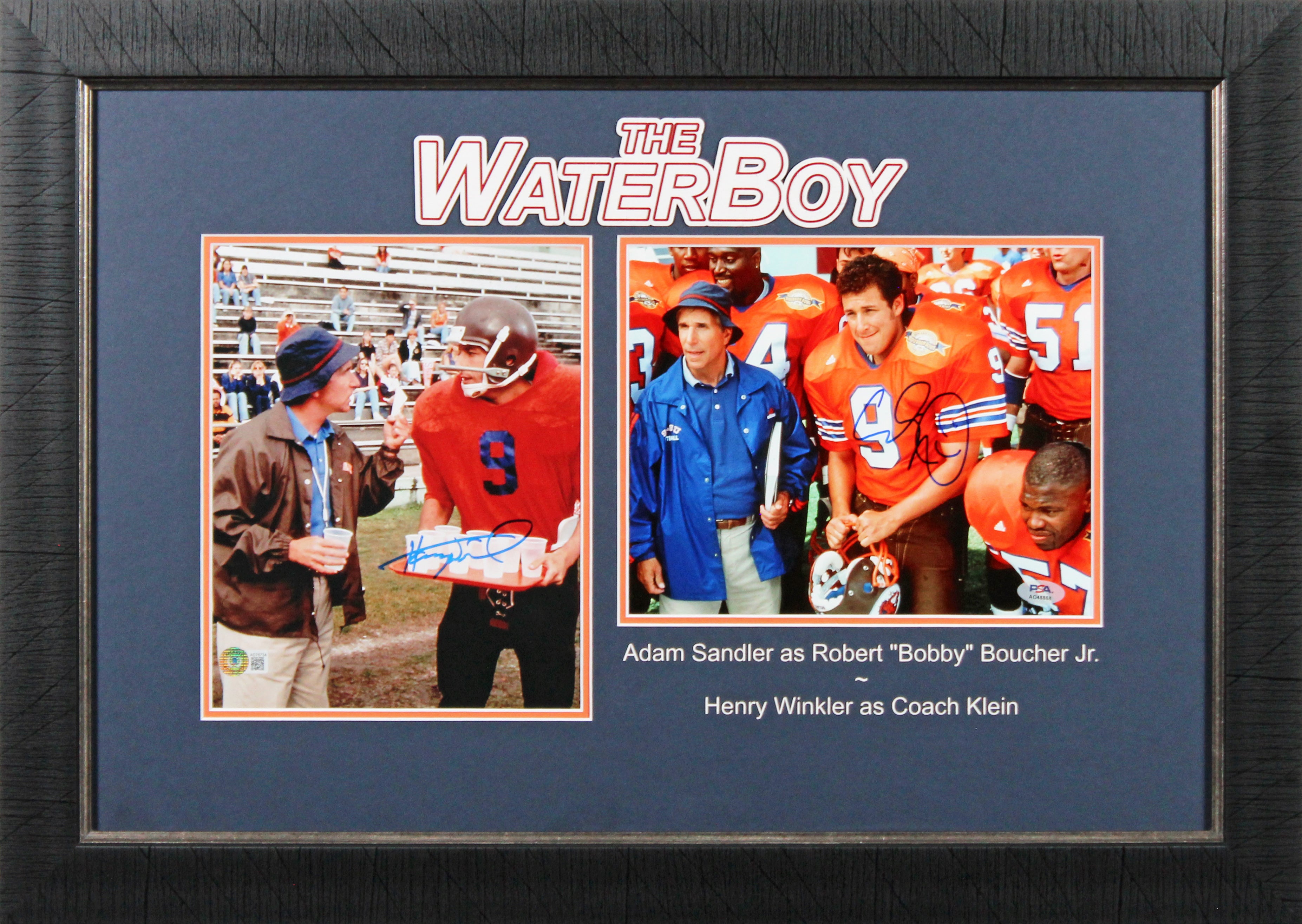Adam Sandler & Henry Winkler The Waterboy Signed Framed Display BAS & PSA