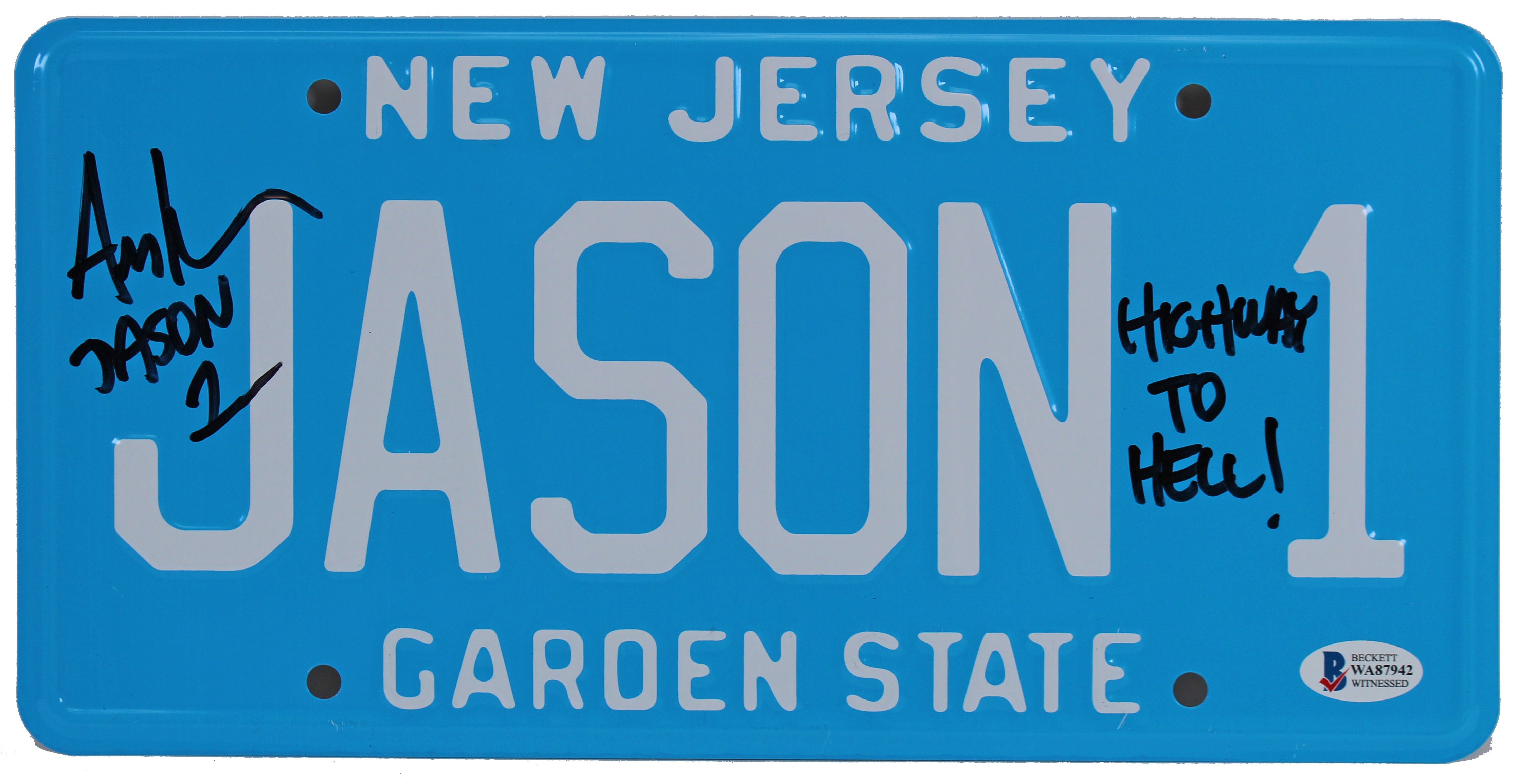Ari Lehman Friday The 13th "Highway To Hell!" Signed License Plate BAS Witnessed