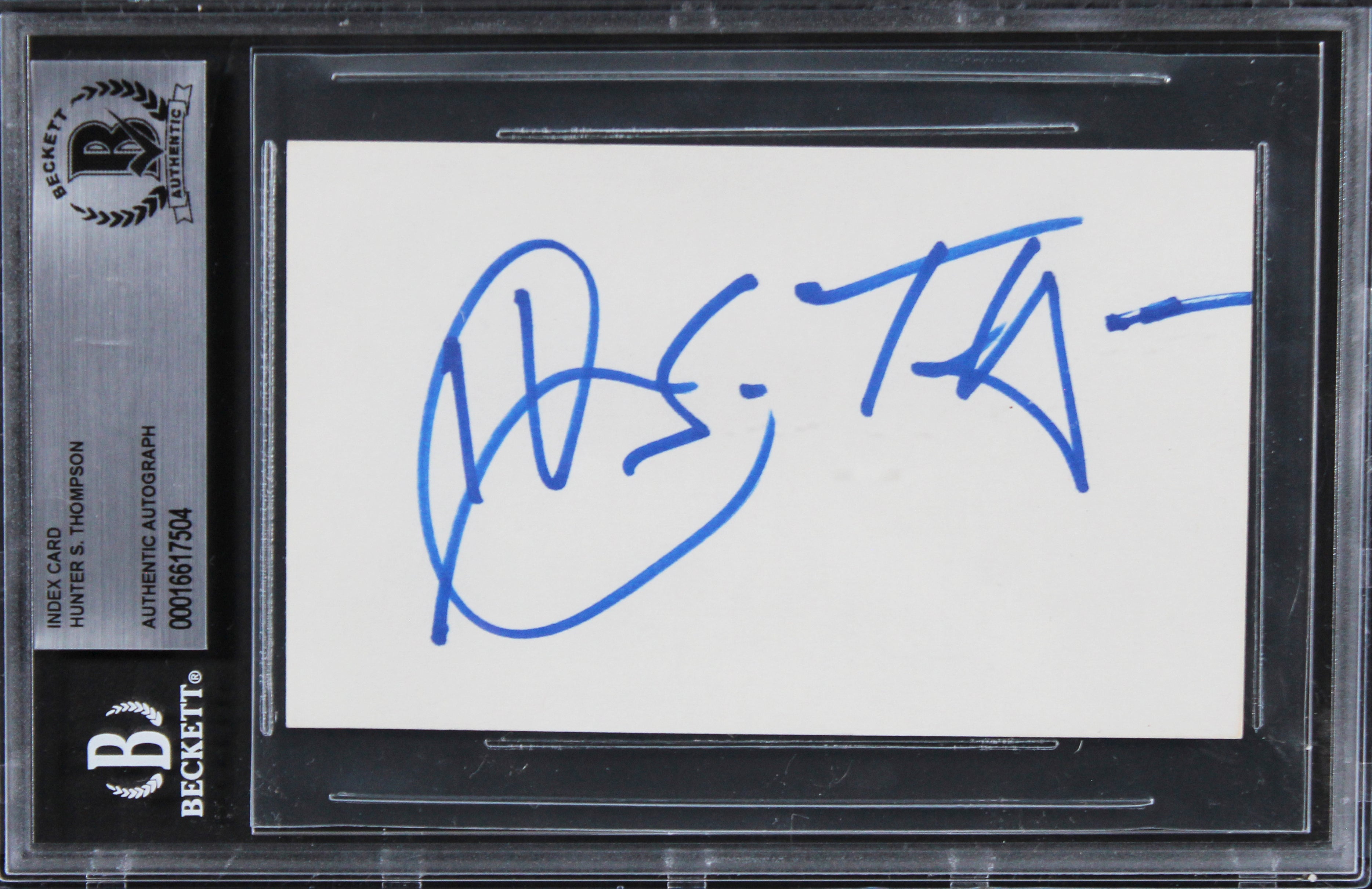 Hunter S. Thompson Fear & Loathing In Las Vegas Signed 3x5 Index Card BAS Slab 1